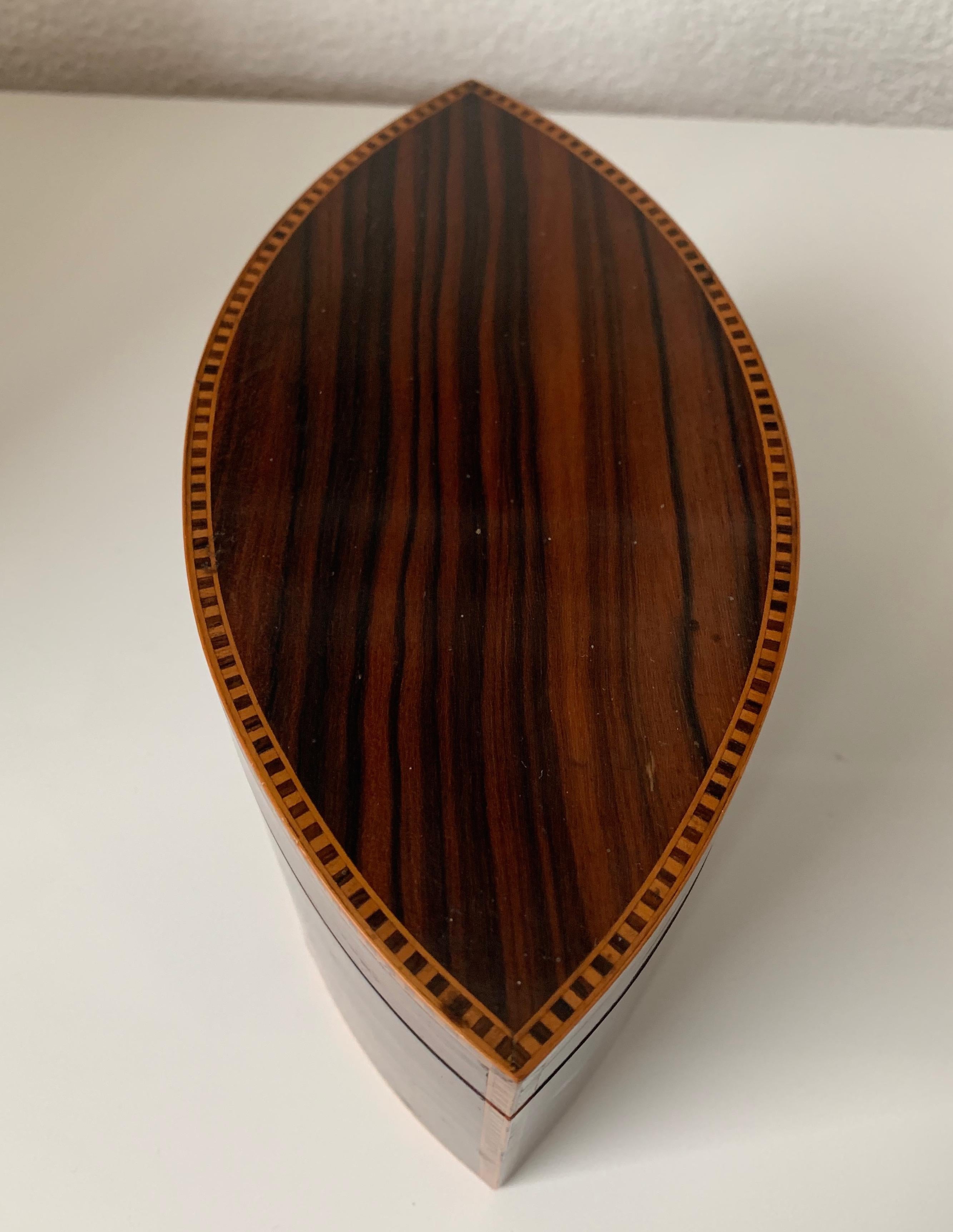 Top Quality and Stunning Shape Art Deco Nutwood, Hardwood and Satinwood Box,  1