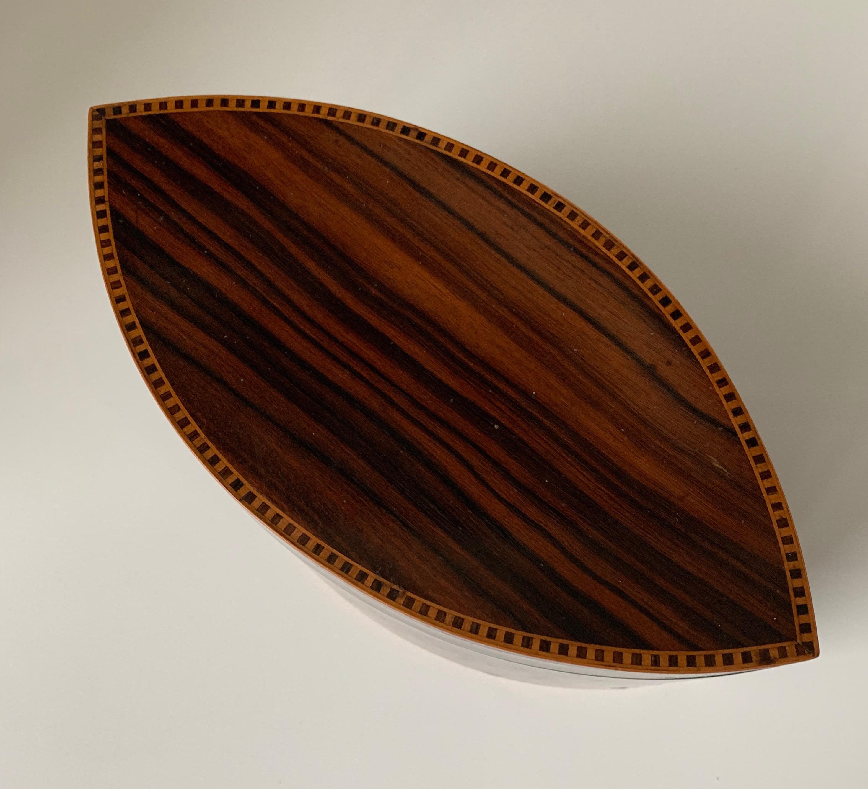 Top Quality and Stunning Shape Art Deco Nutwood, Hardwood and Satinwood Box,  2