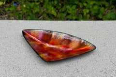 Hand Crafted Triangle Shaped Enameled Copper Tray / Bowl, 20th Century