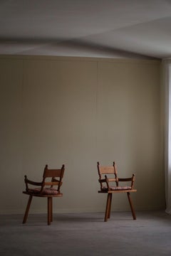 Hand-Crafted Tripod Armchairs in Oak, By a Danish Cabinetmaker, Folk Art, 1930s