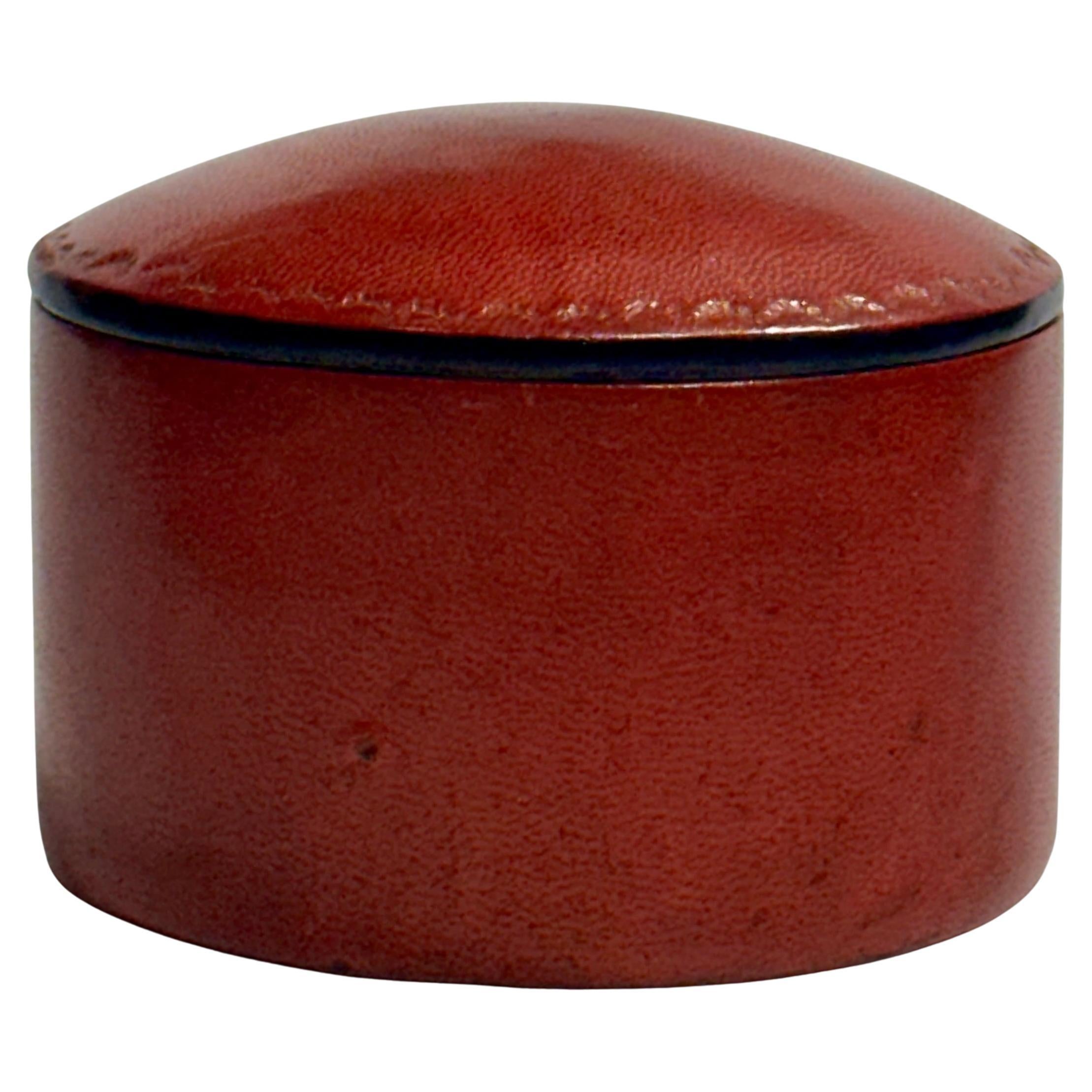 Hand Crafted Tuareg Box, Red Leather with Black Edging, Lidded Box