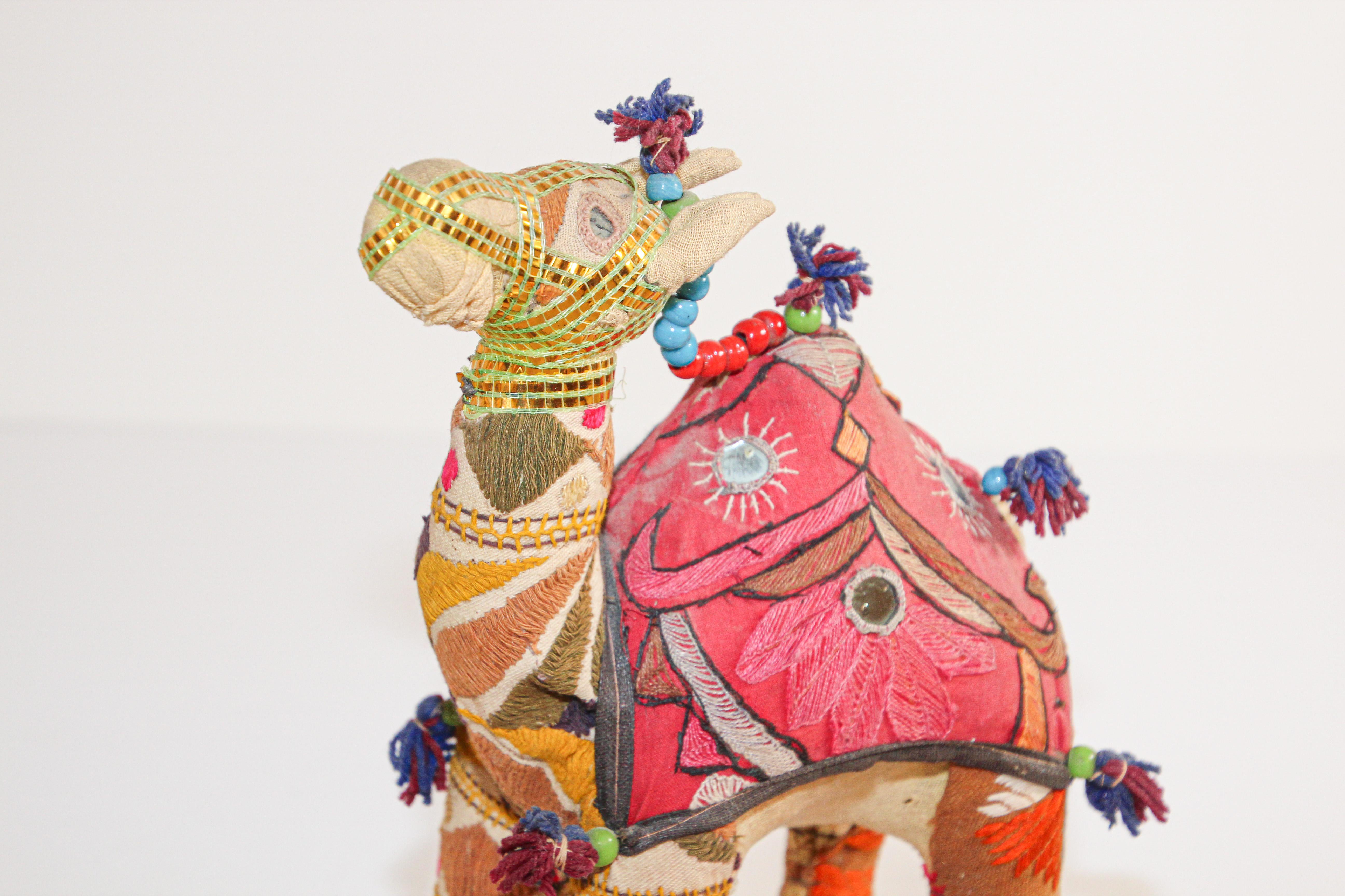 Handcrafted Vintage Stuffed Cotton Embroidered Camel Toy, India, 1950 1