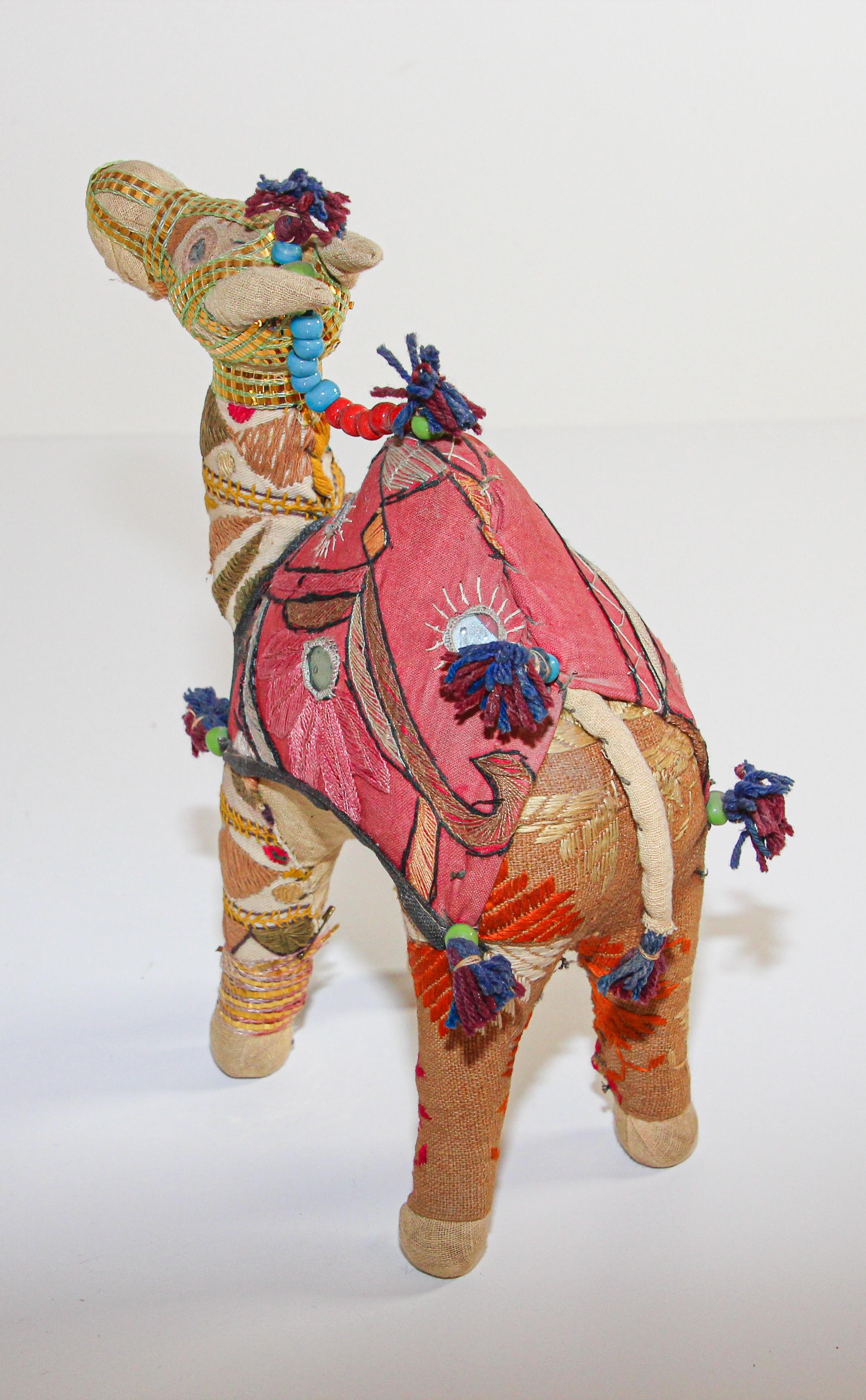 Handcrafted Vintage Stuffed Cotton Embroidered Camel Toy, India, 1950 3