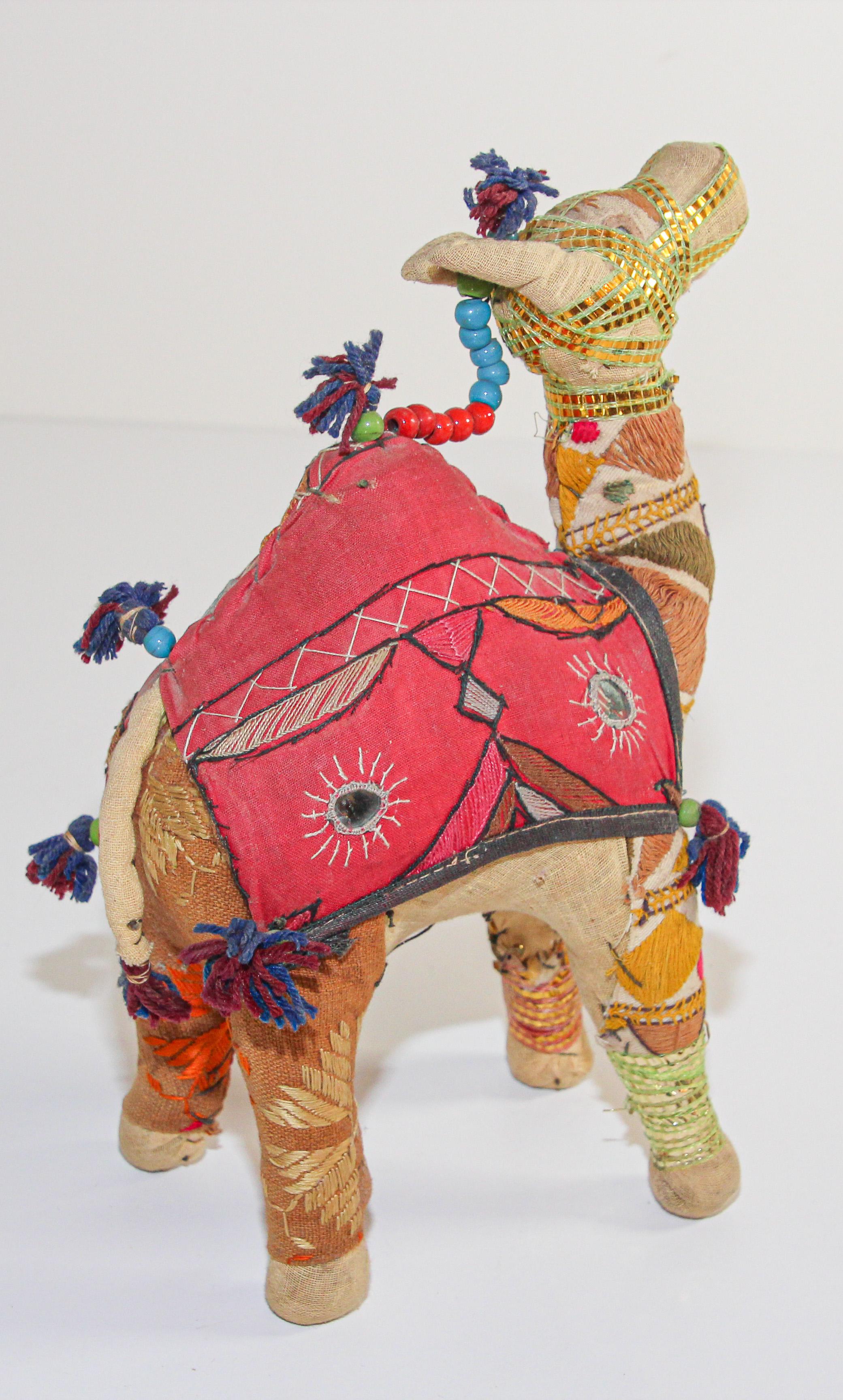 Handcrafted Vintage Stuffed Cotton Embroidered Camel Toy, India, 1950 5