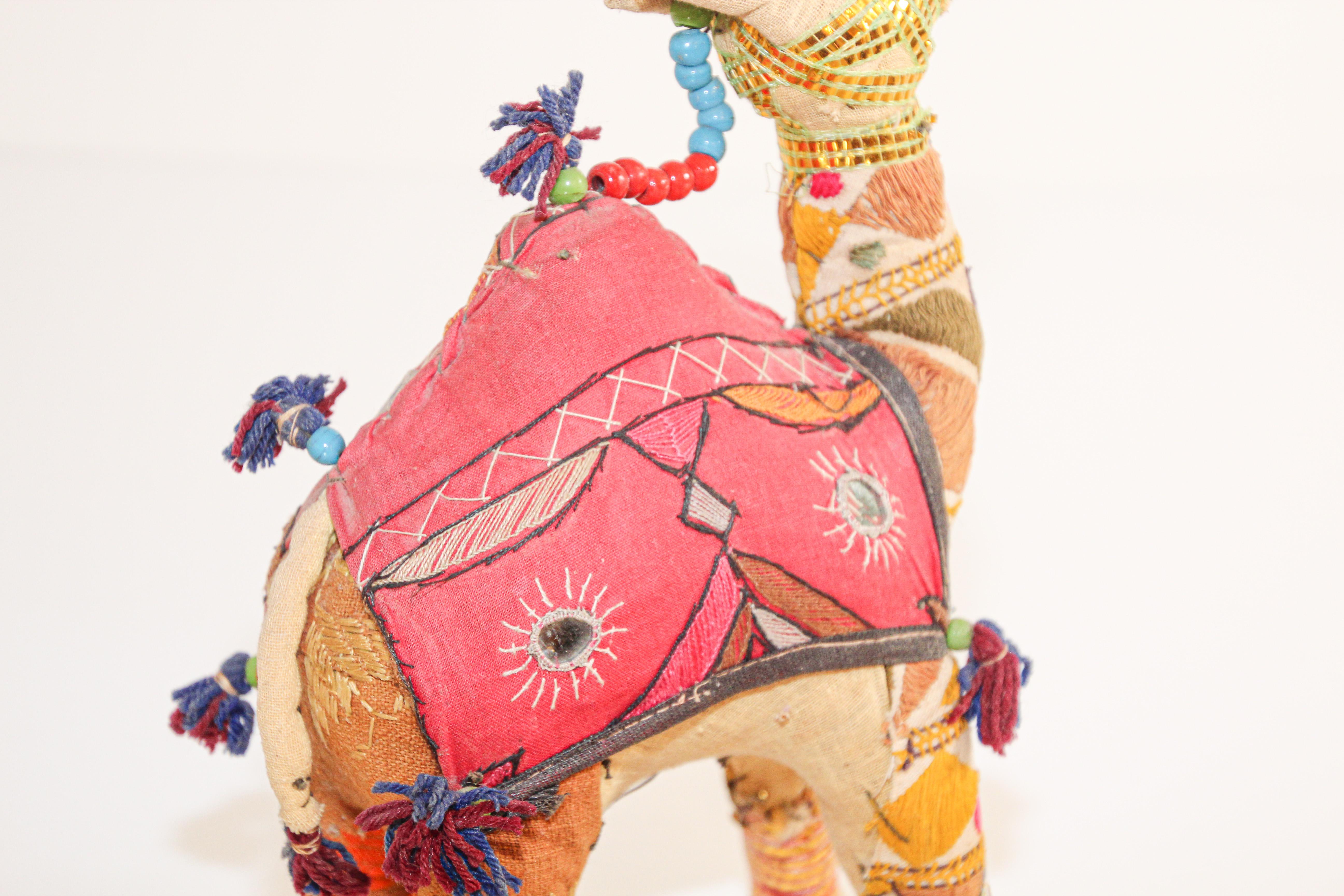 Handcrafted Vintage Stuffed Cotton Embroidered Camel Toy, India, 1950 6