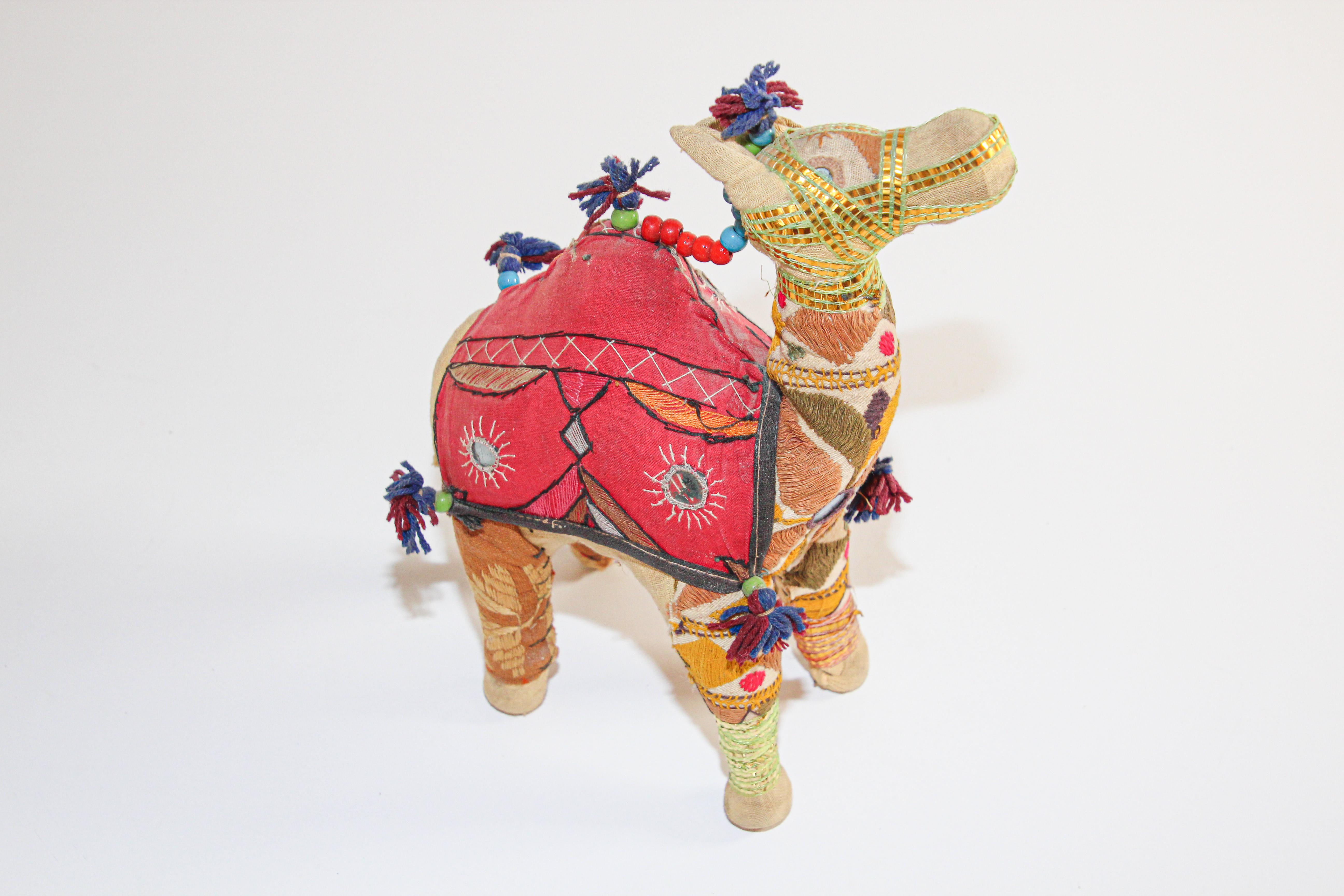 Indian Handcrafted Vintage Stuffed Cotton Embroidered Camel Toy, India, 1950