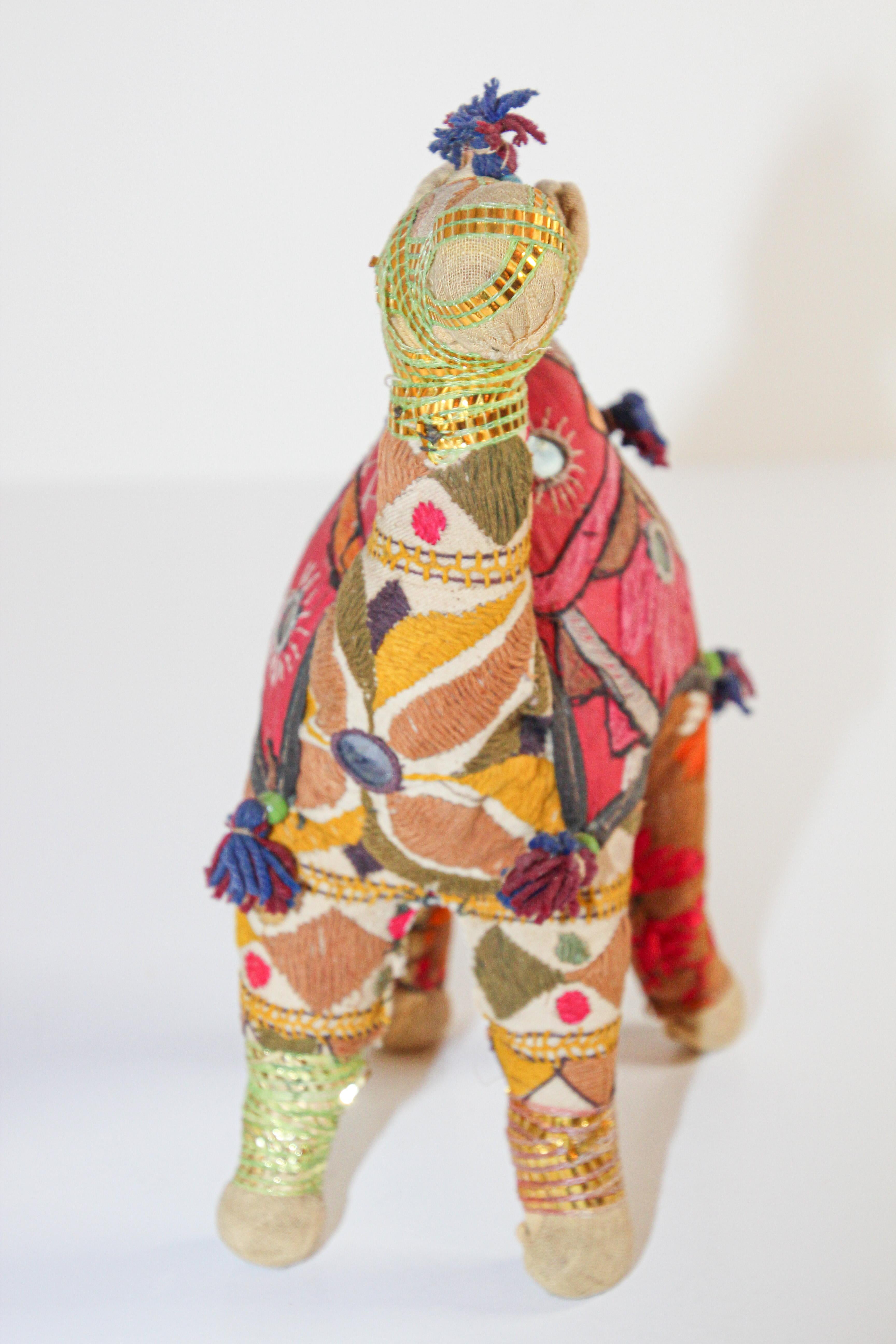 Fabric Handcrafted Vintage Stuffed Cotton Embroidered Camel Toy, India, 1950
