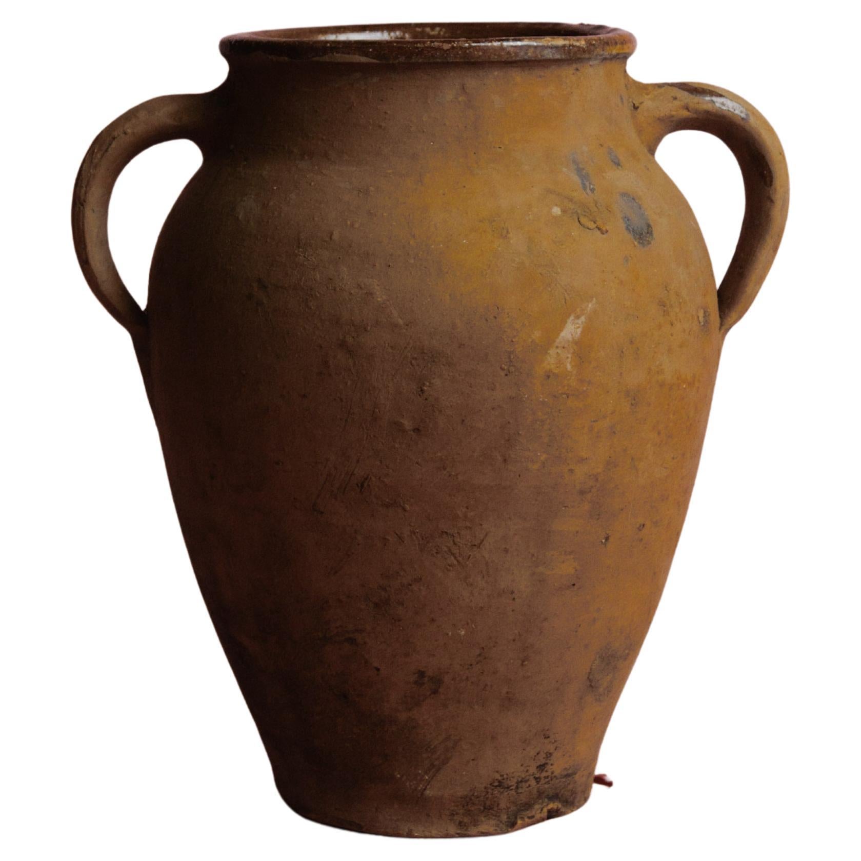 Vaso di terracotta rustico turco d'epoca realizzato a mano in vendita