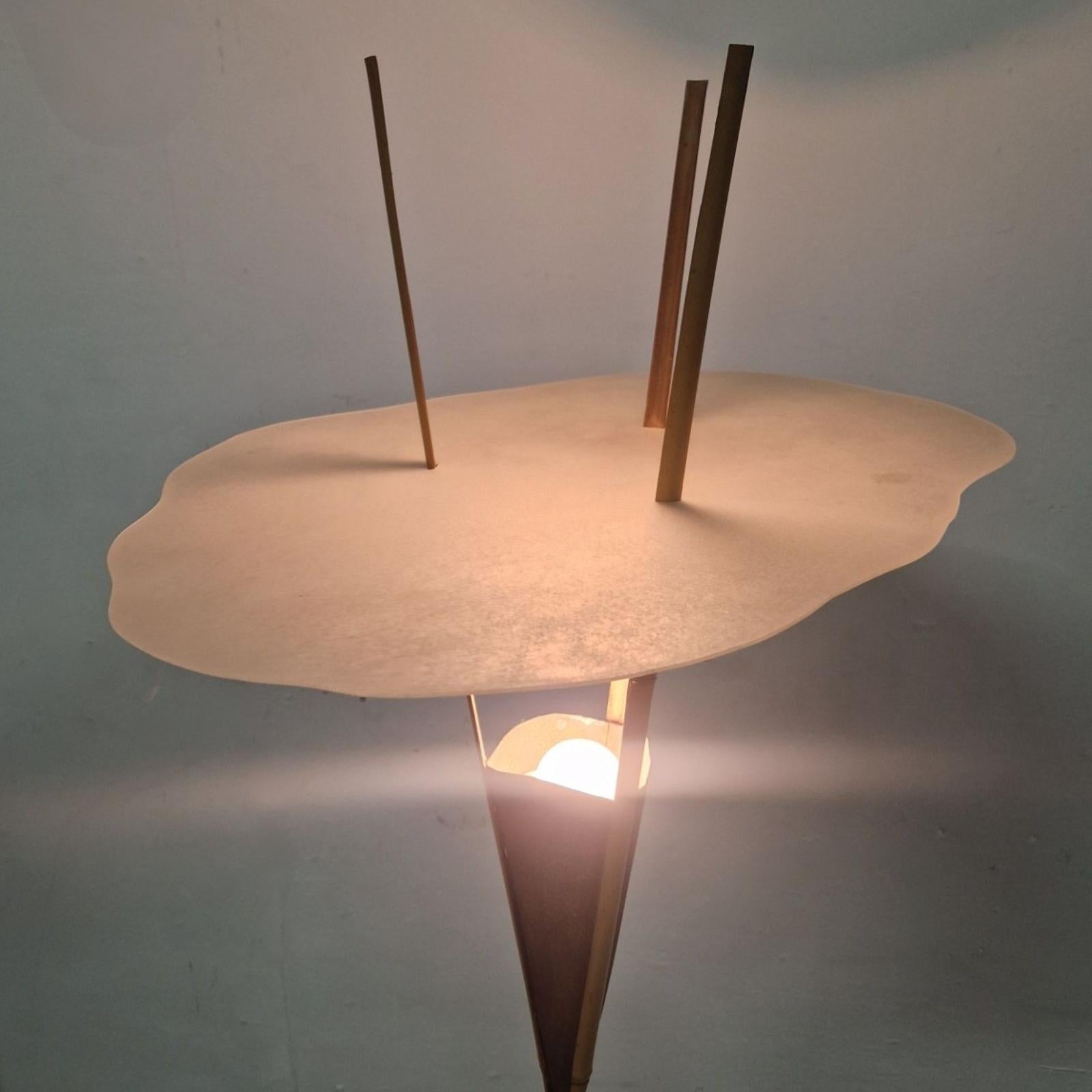 Lampada da terra in bambù wabi sabi realizzata a mano, anni '70 in vendita 1