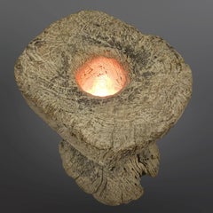 Hand crafted wabi sabi mortar side table from Africa