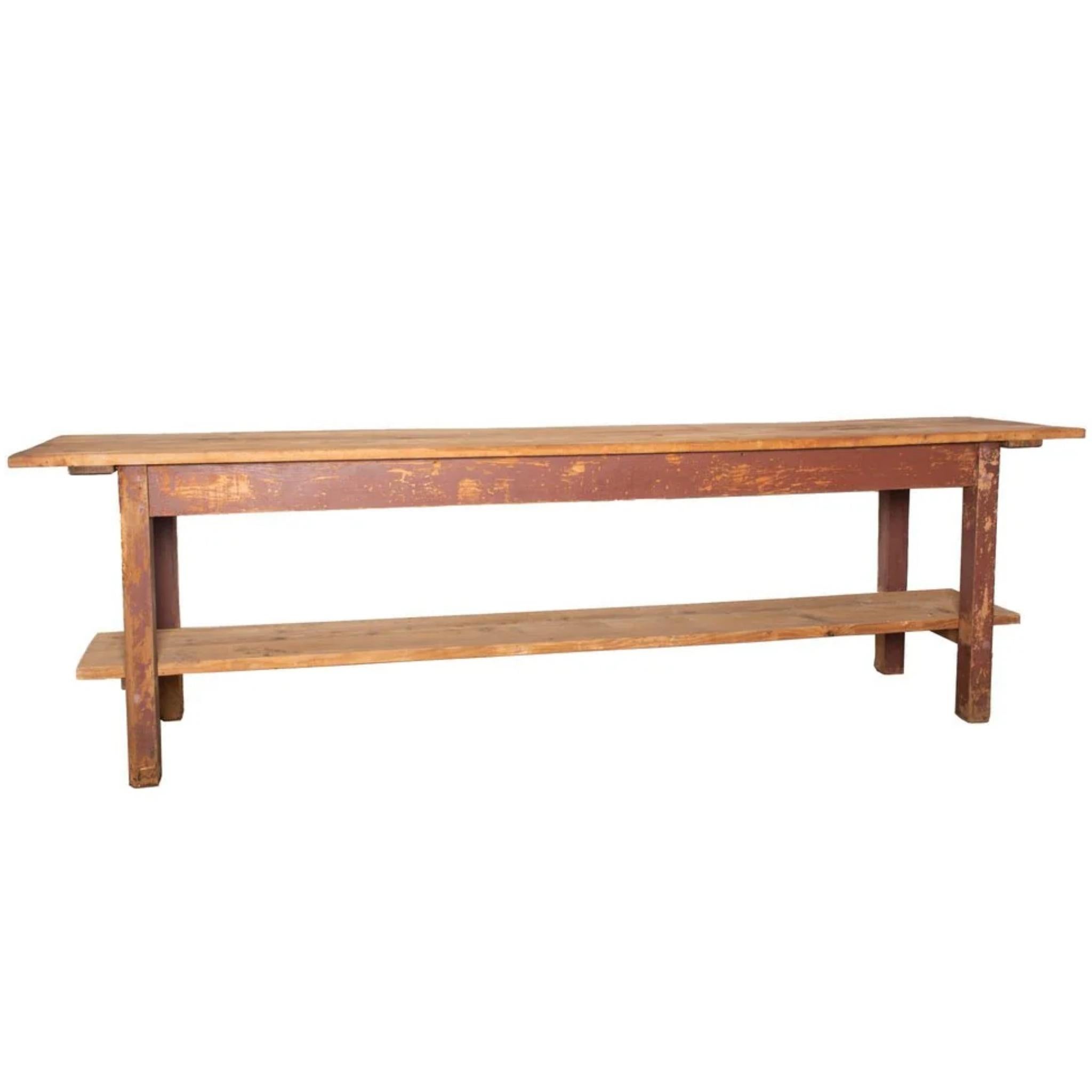 Rustique Table console en Wood artisanal avec étagère inférieure en vente