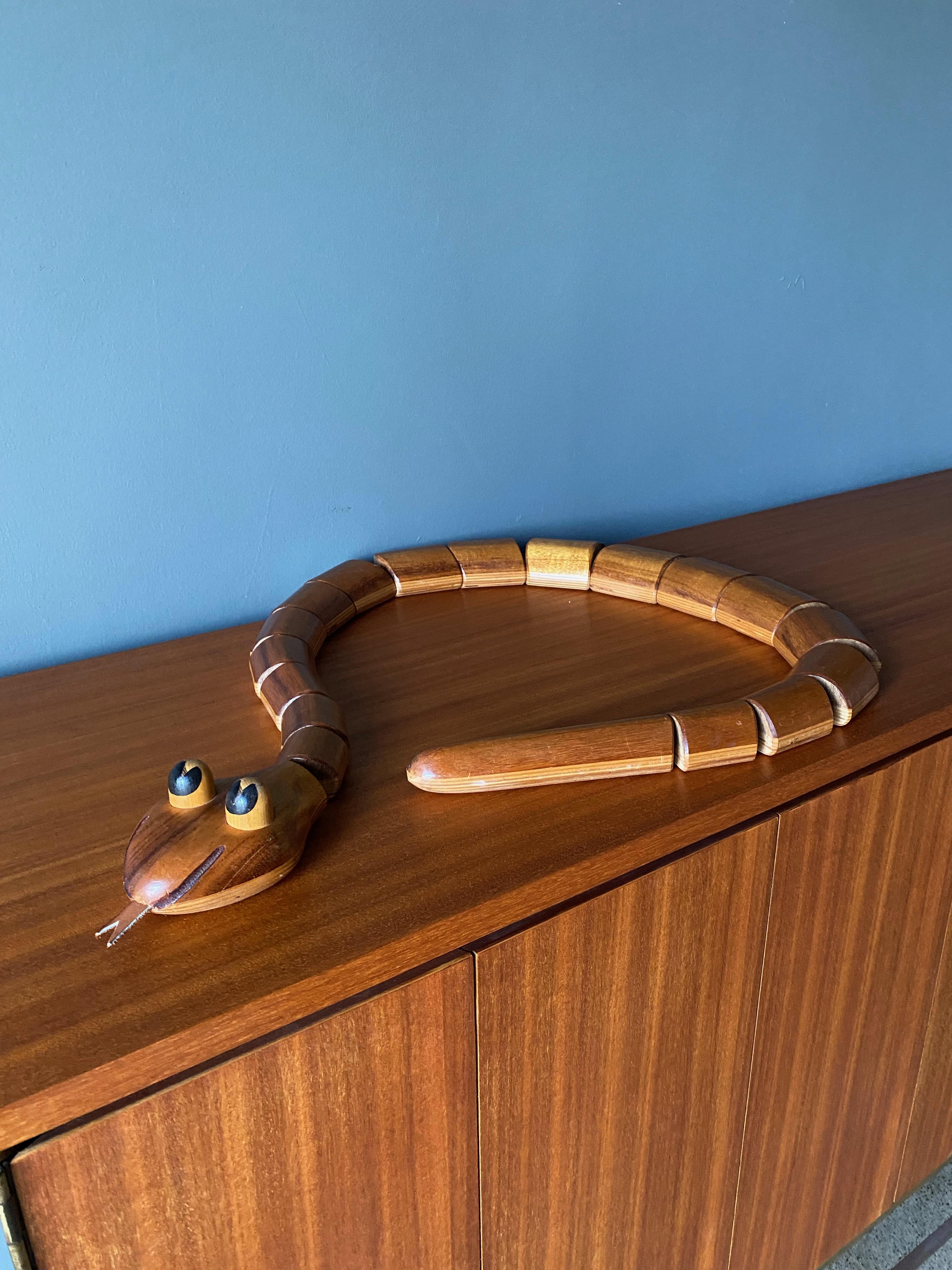 Hand Crafted Wooden Snake by Dean Santner, circa 1975 4