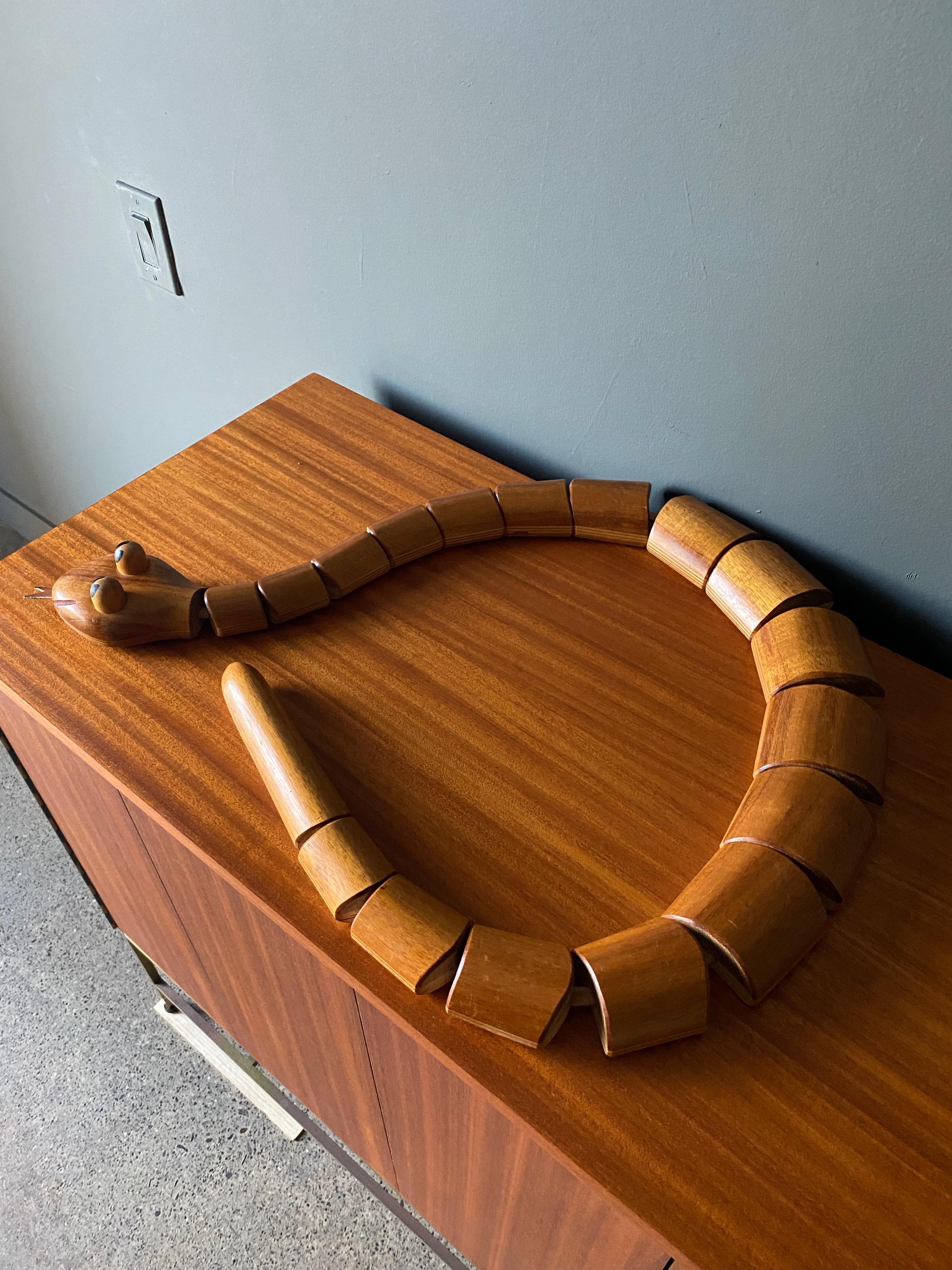 Hand Crafted Wooden Snake by Dean Santner, circa 1975 5