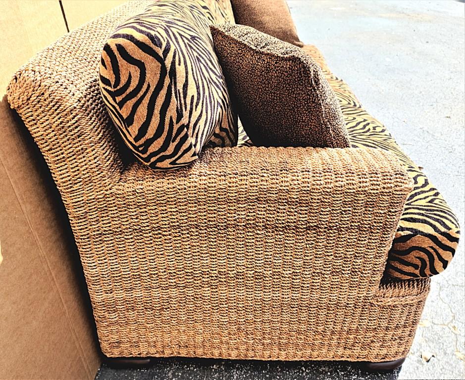 Handcrafted Woven Raffia Rope Sofa by Lexington In Good Condition In Lake Worth, FL