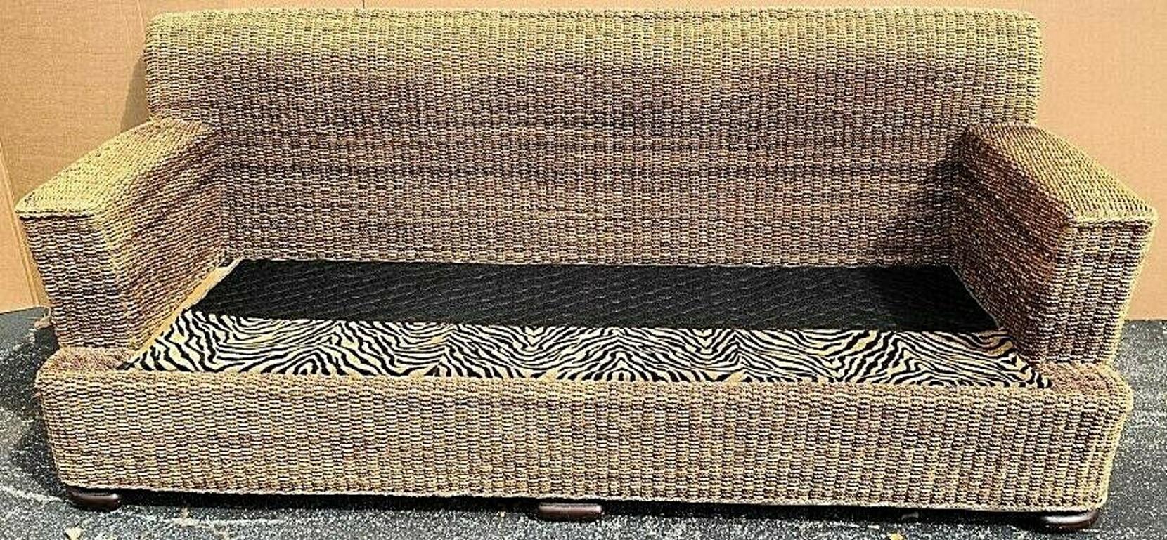 Cotton Handcrafted Woven Raffia Rope Sofa by Lexington