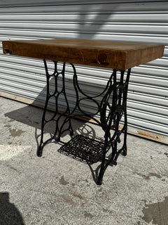 Hand Crafted Wrought Iron Sewing Base Butcher Block