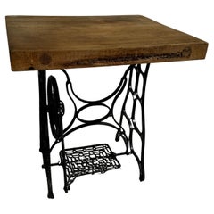 Hand Crafted Wrought Iron Sewing Base Butcher Block