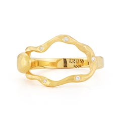 Hand-Crafted Yellow Gold Open Free-Form Hammered Ring
