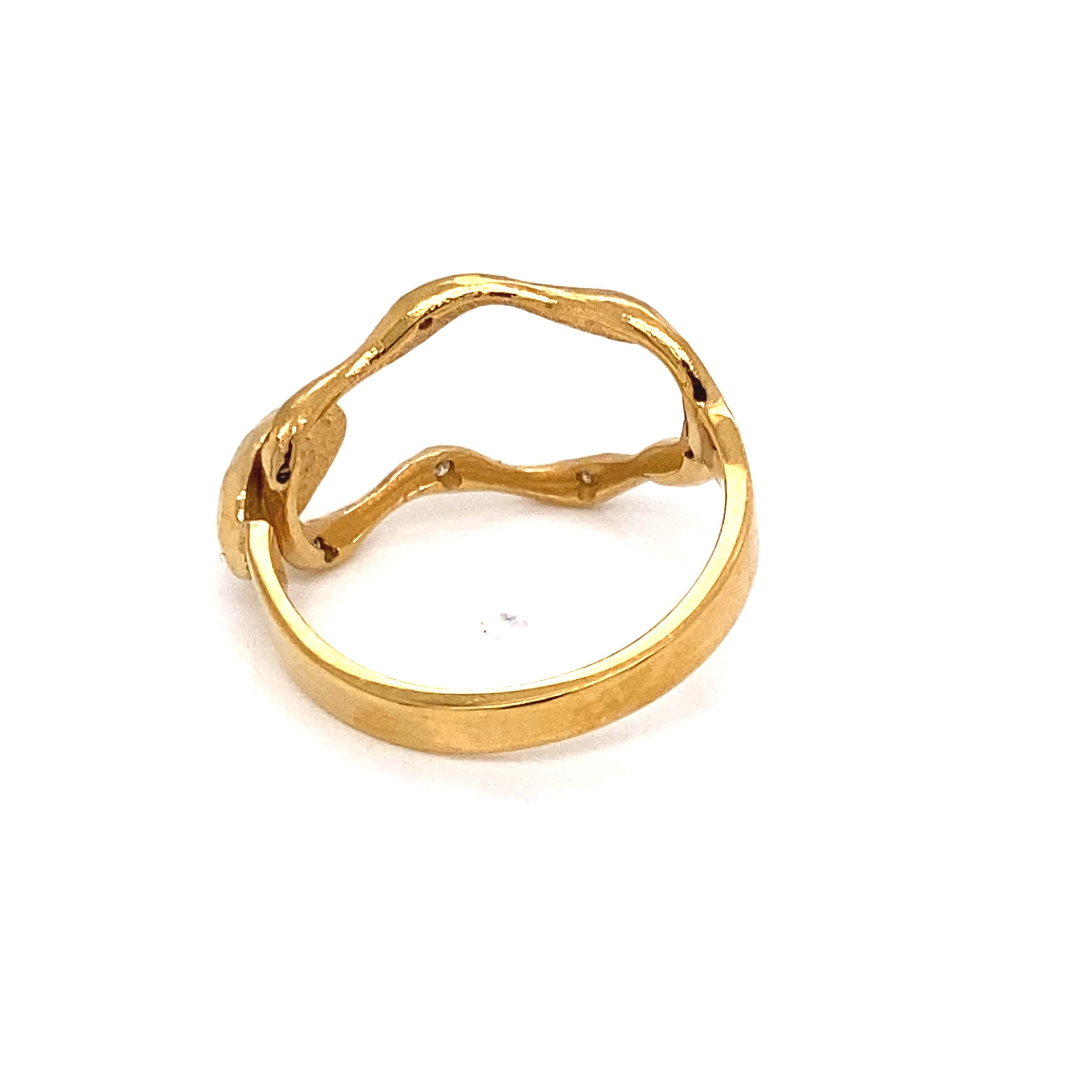 For Sale:  Hand-Crafted Yellow Gold Open Free-Form Hammered Ring 3