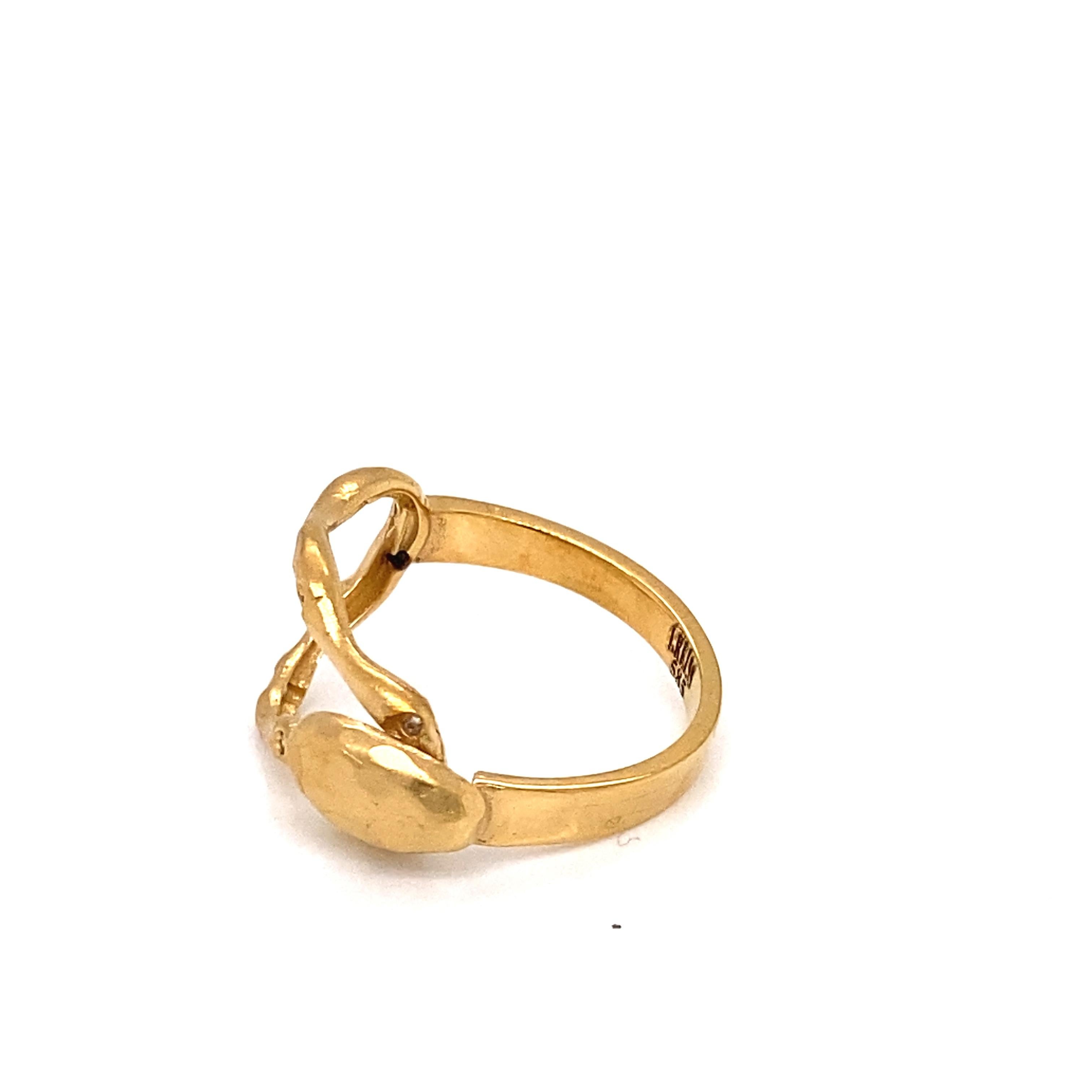 For Sale:  Hand-Crafted Yellow Gold Open Free-Form Hammered Ring 4