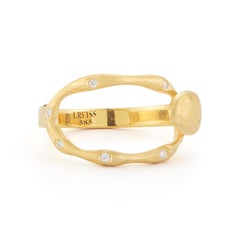 Hand-Crafted Yellow Gold Open Oval-Shaped Hammered Ring