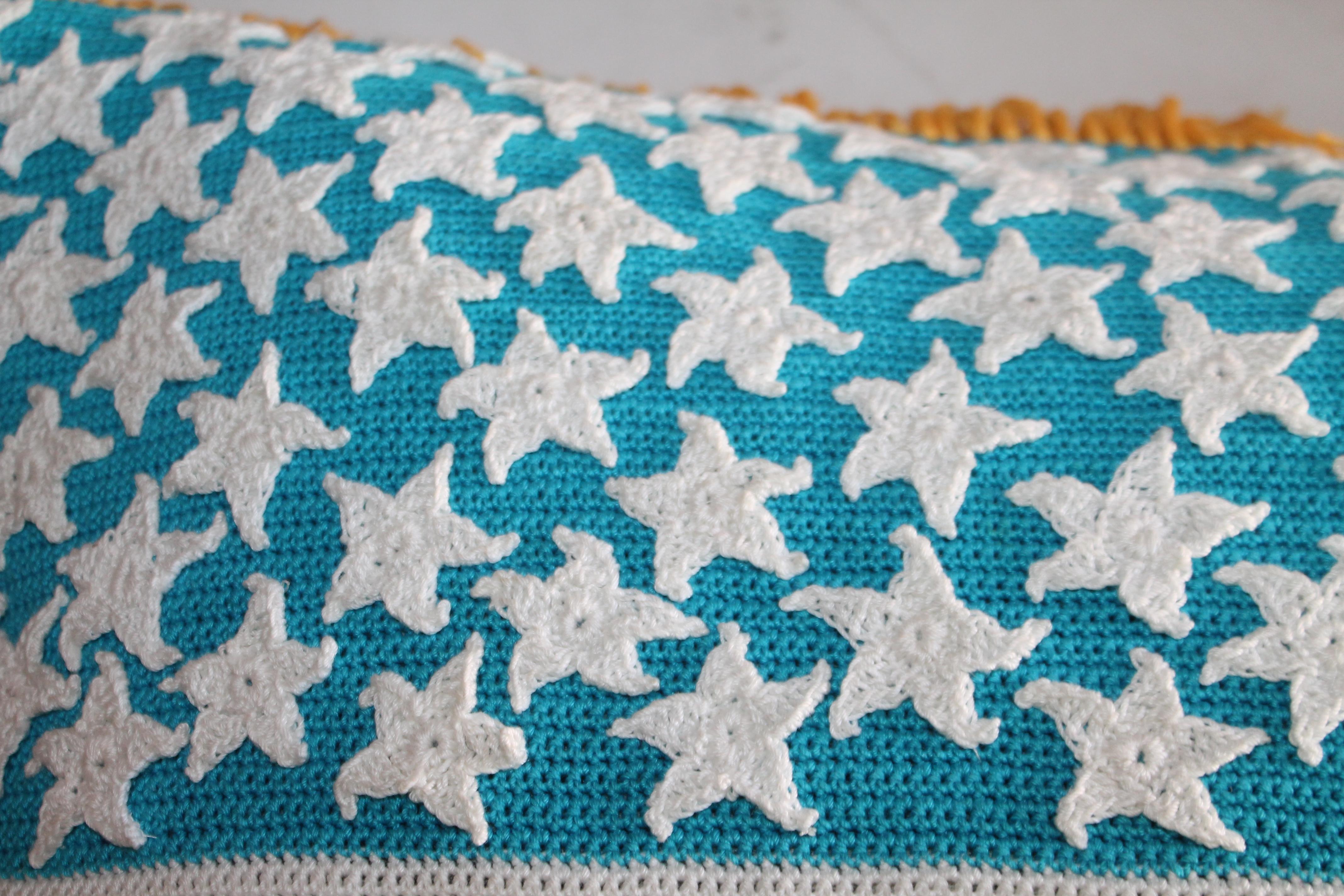 Adirondack Hand Crochet Vintage Flag Pillow For Sale