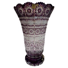 Hand Cut Amethyst Lead Crystal Vase by Caesar Crystal, Czech Republic