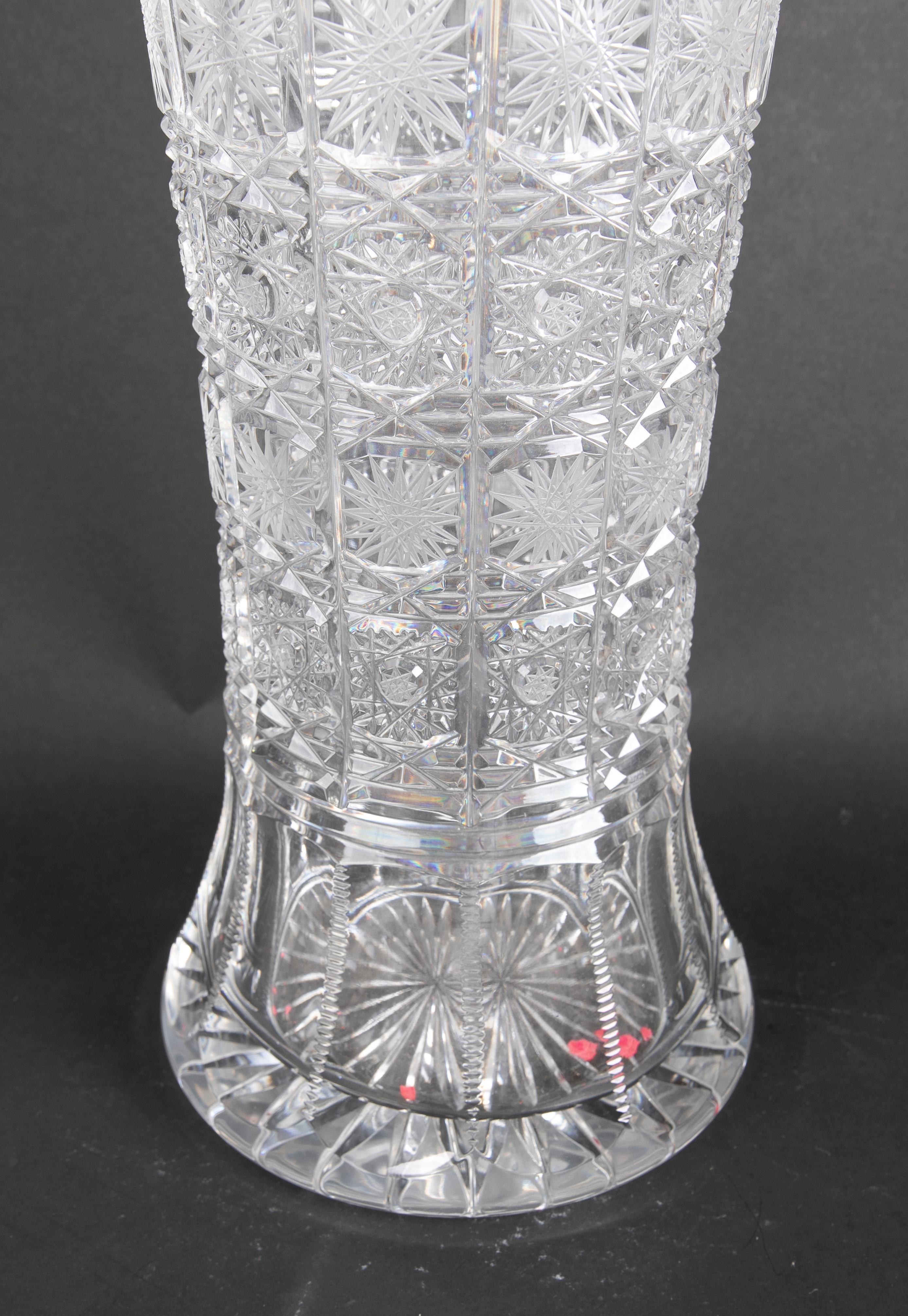 Hand-Cut Bohemian Crystal Vase For Sale 3