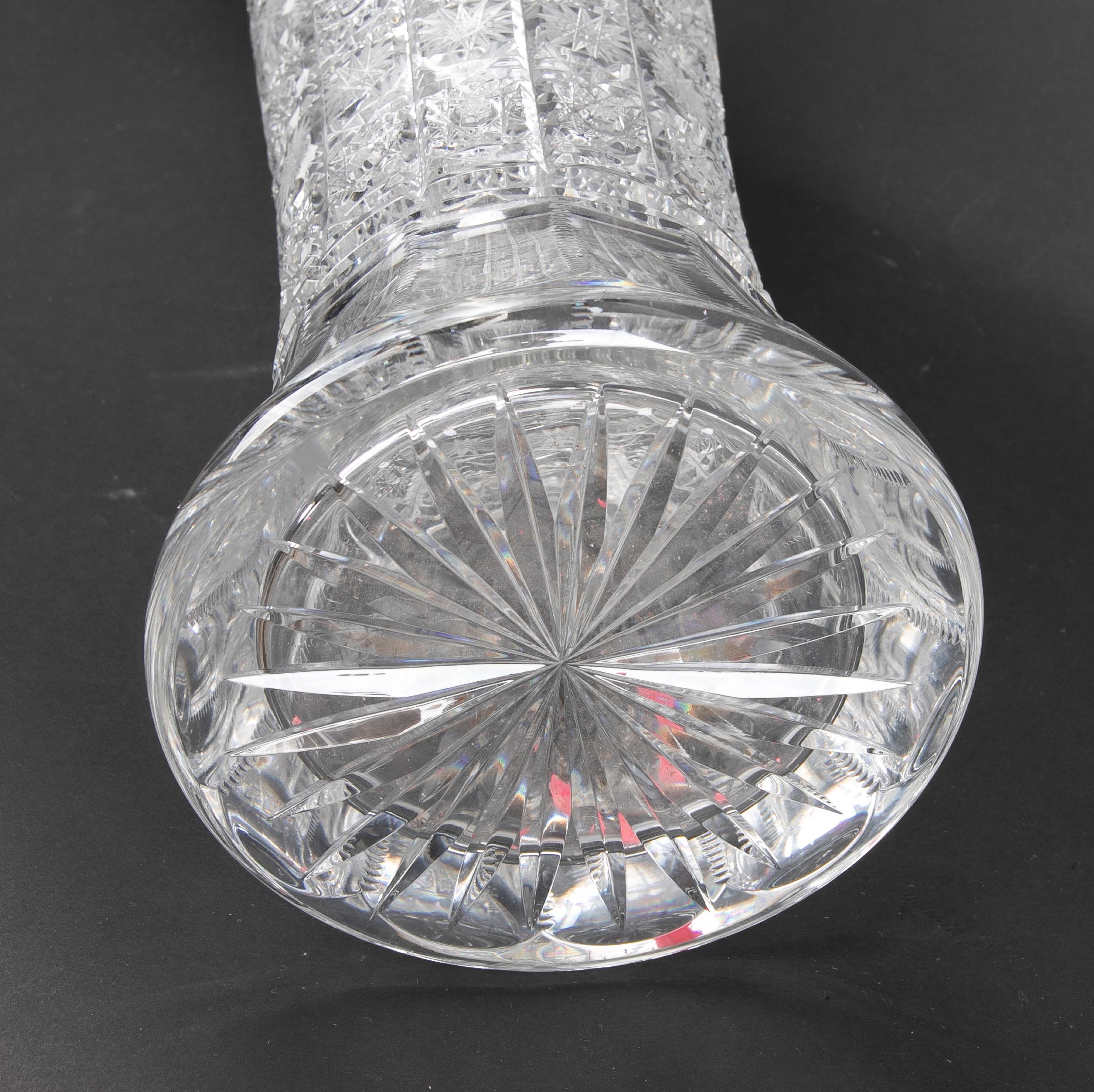 Hand-Cut Bohemian Crystal Vase For Sale 5