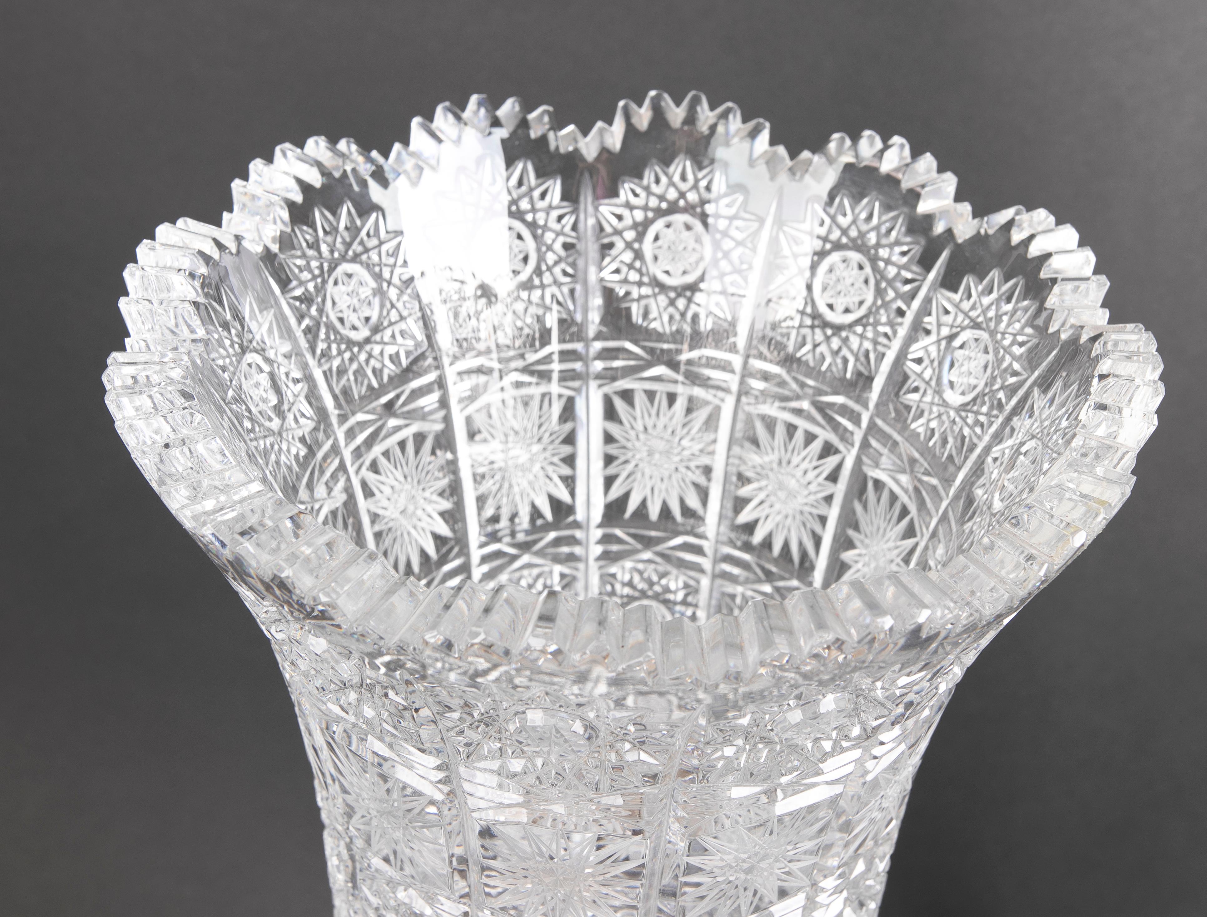 Hand-Cut Bohemian Crystal Vase For Sale 10