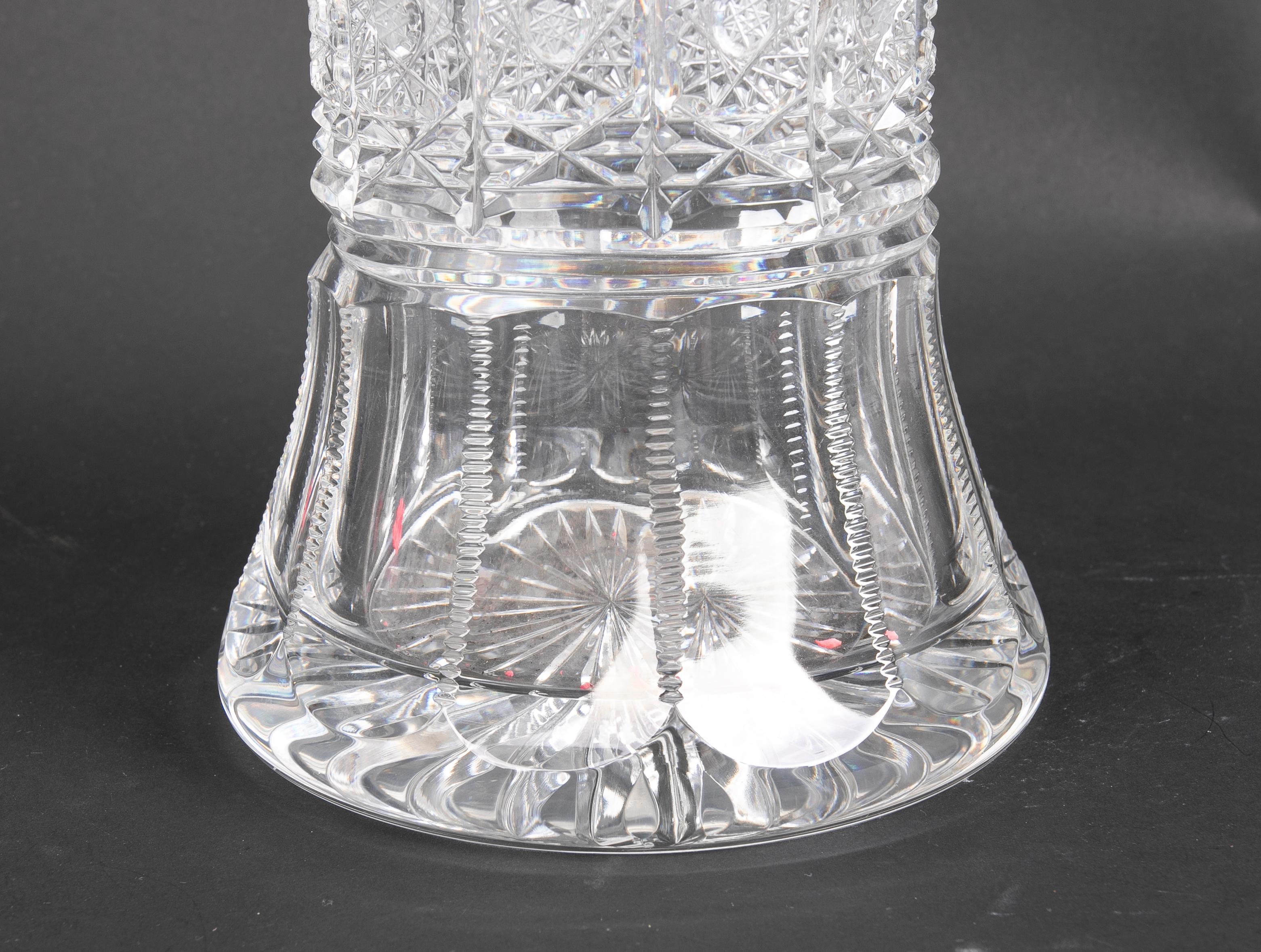 Hand-Cut Bohemian Crystal Vase For Sale 12