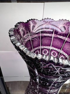 Vase en cristal taillé à la main et améthyste de Caesar Crystal Bohemiae Co. tchèque, République