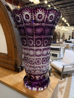 Hand Cut Crystal Amethyst Vase by Caesar Crystal Bohemiae Co. Czech, Republic
