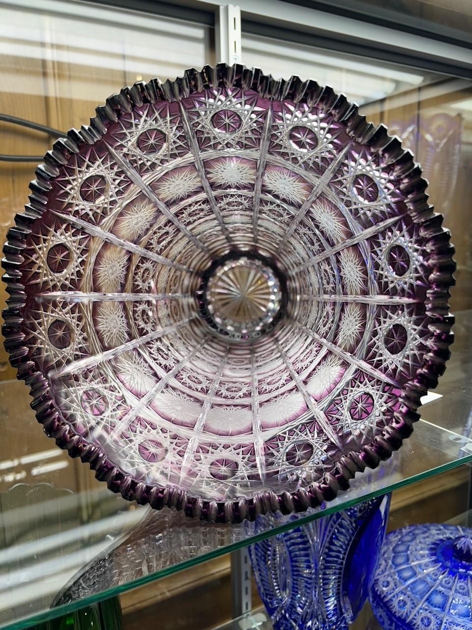Hand Cut Crystal Amethyst Vase by Caesar Crystal Bohemiae Co. Czech, Republic For Sale 1