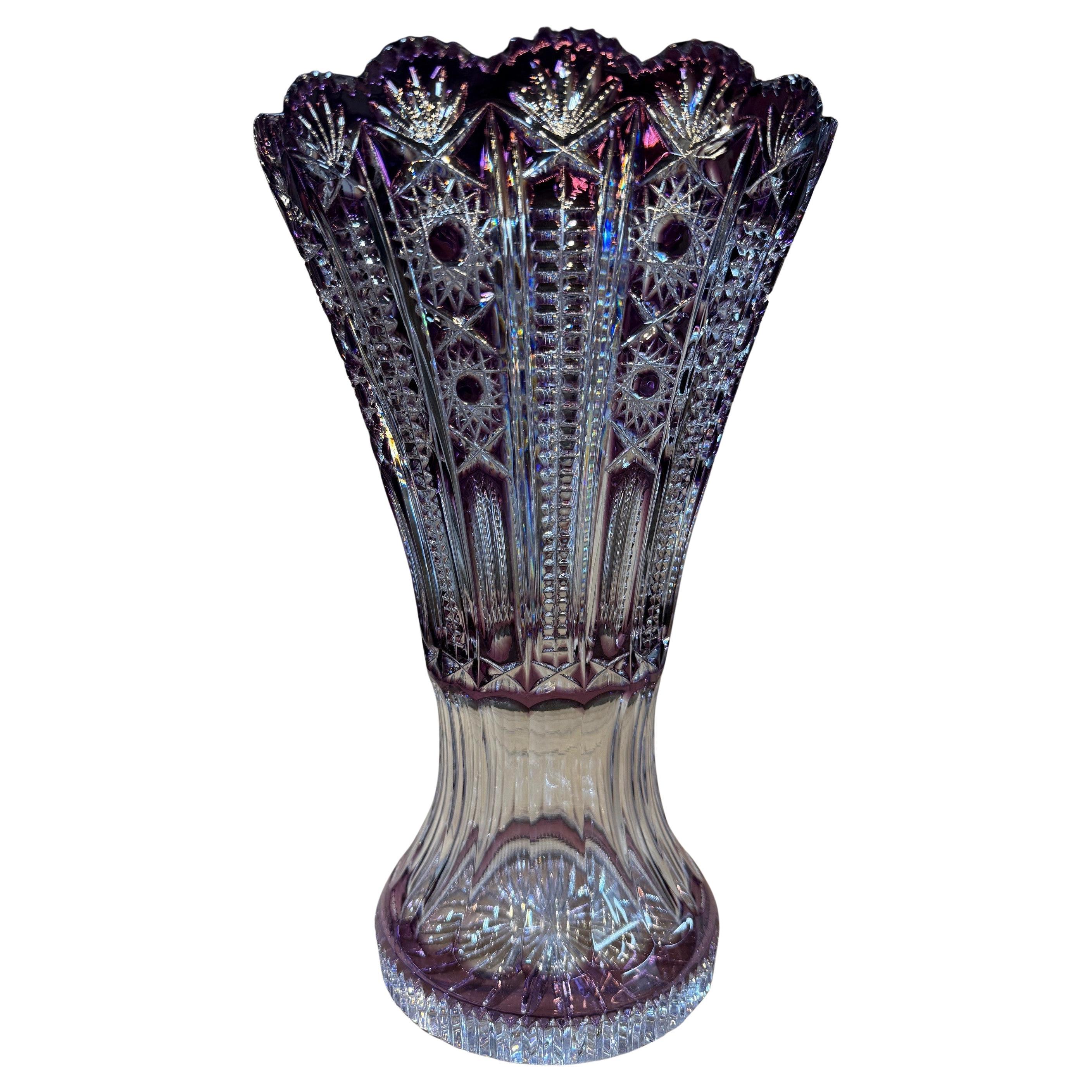 Vase en cristal taillé à la main par Caesar Crystal Bohemiae Co. République tchèque