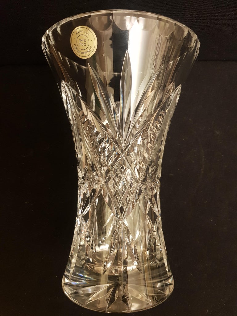 Hand Cut Crystal Bohemian Vase For Sale at 1stDibs