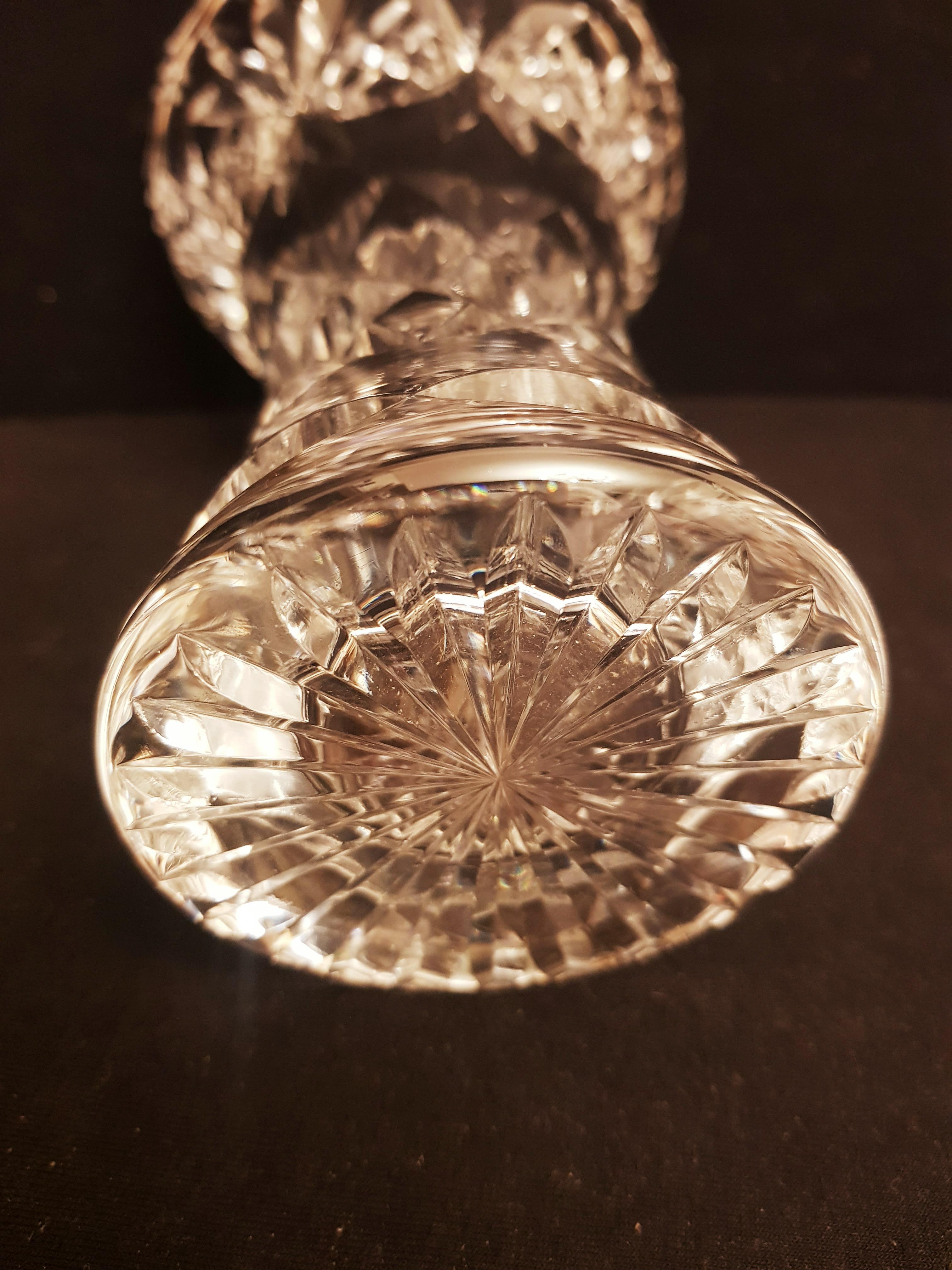 Hand Cut Crystal Bohemian Vase For Sale 1