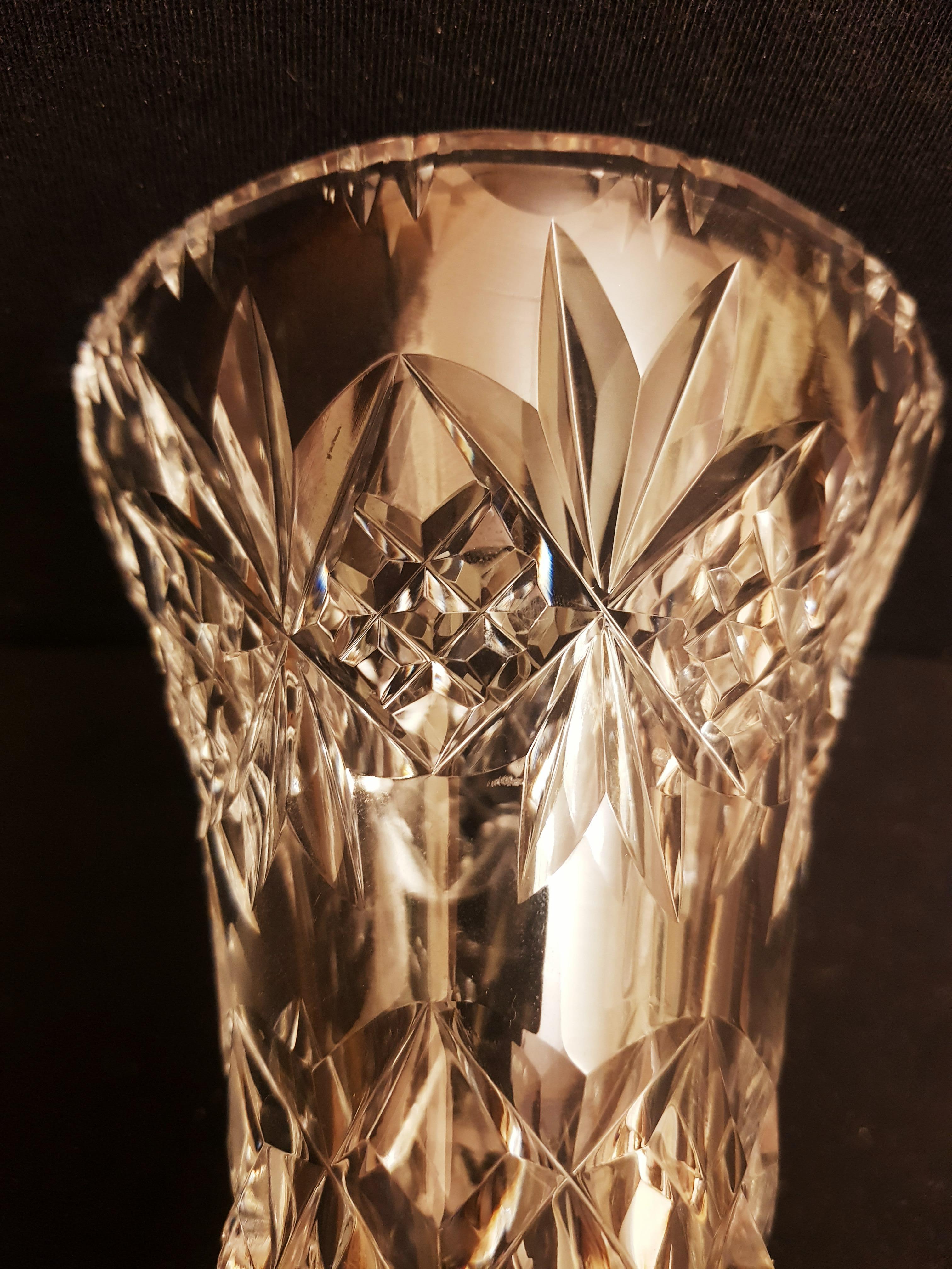Hand Cut Crystal Bohemian Vase For Sale 2