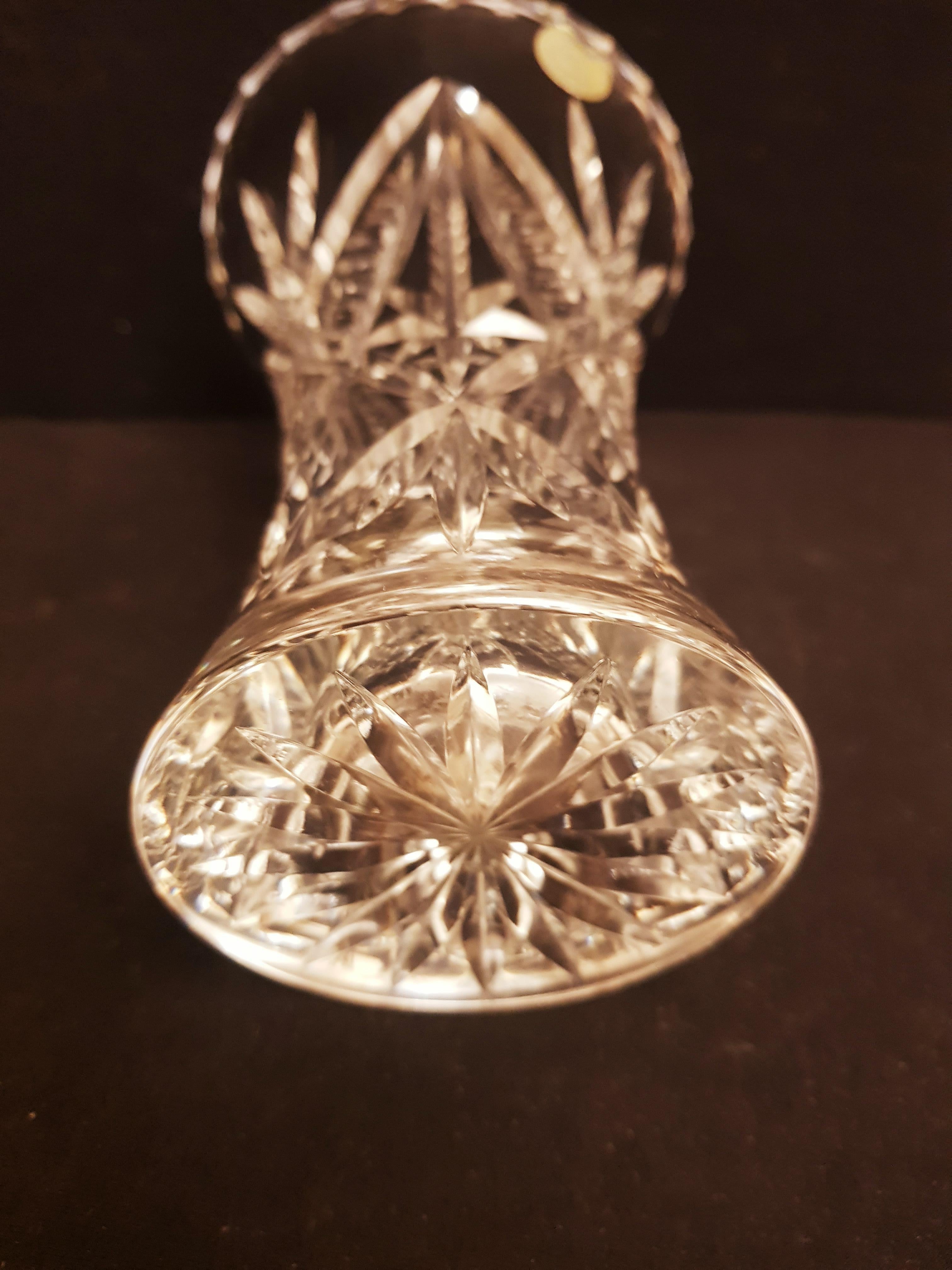 Czech Hand Cut Crystal Bohemian Vase For Sale