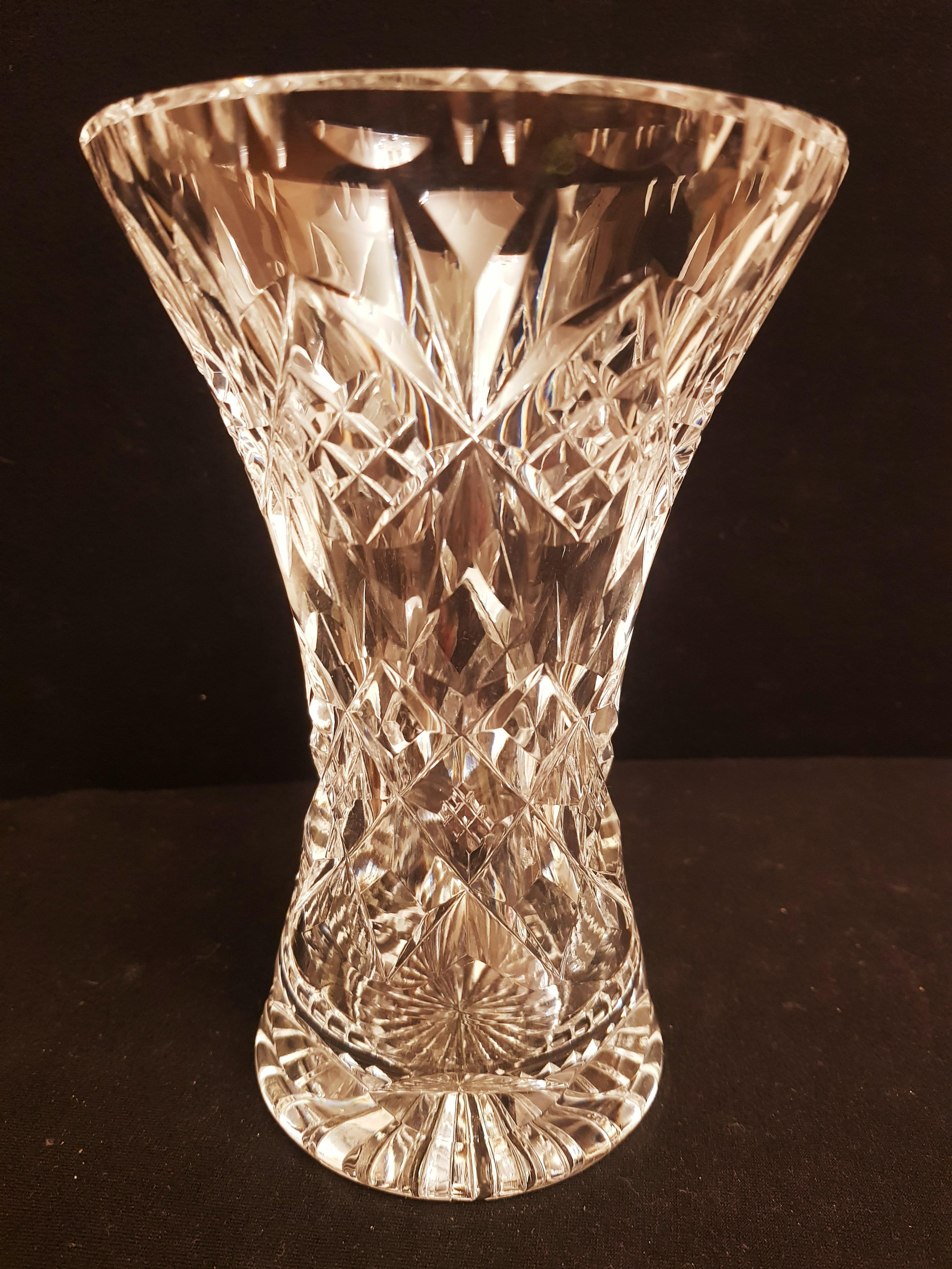 Other Hand Cut Crystal Bohemian Vase For Sale