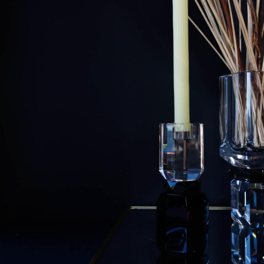 Art Deco Hand-Cut Crystal Candlestick set Ambrosià For Sale