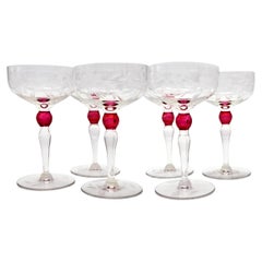 Hand Cut Crystal Champagne Coupes, Set/6