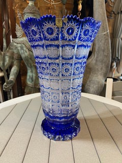 Kobaltblaue Vase aus handgeschliffenem Kristall von Caesar Crystal Bohemiae Co. Tschechien, Republik