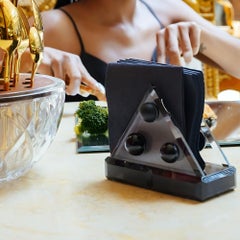 Modern Hand-Cut Crystal Ellipses Napkin Holder — Table Art Object