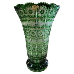 Hand Cut Crystal Green Vase by Caesar Crystal Bohemiae Co. Czech, Republic Hand Cut Crystal Green Vase by Caesar Crystal Bohemiae Co. Czech, Republic