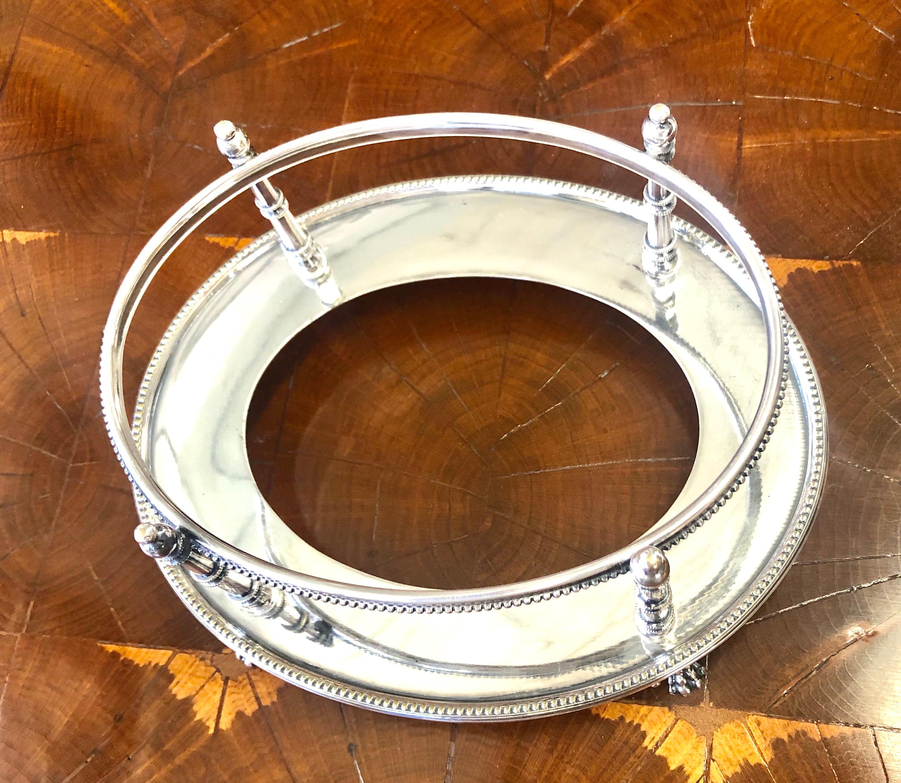 Antique English Sheffield S/P and Hand Cut Crystal Oval Biscuit Box on Stand 6