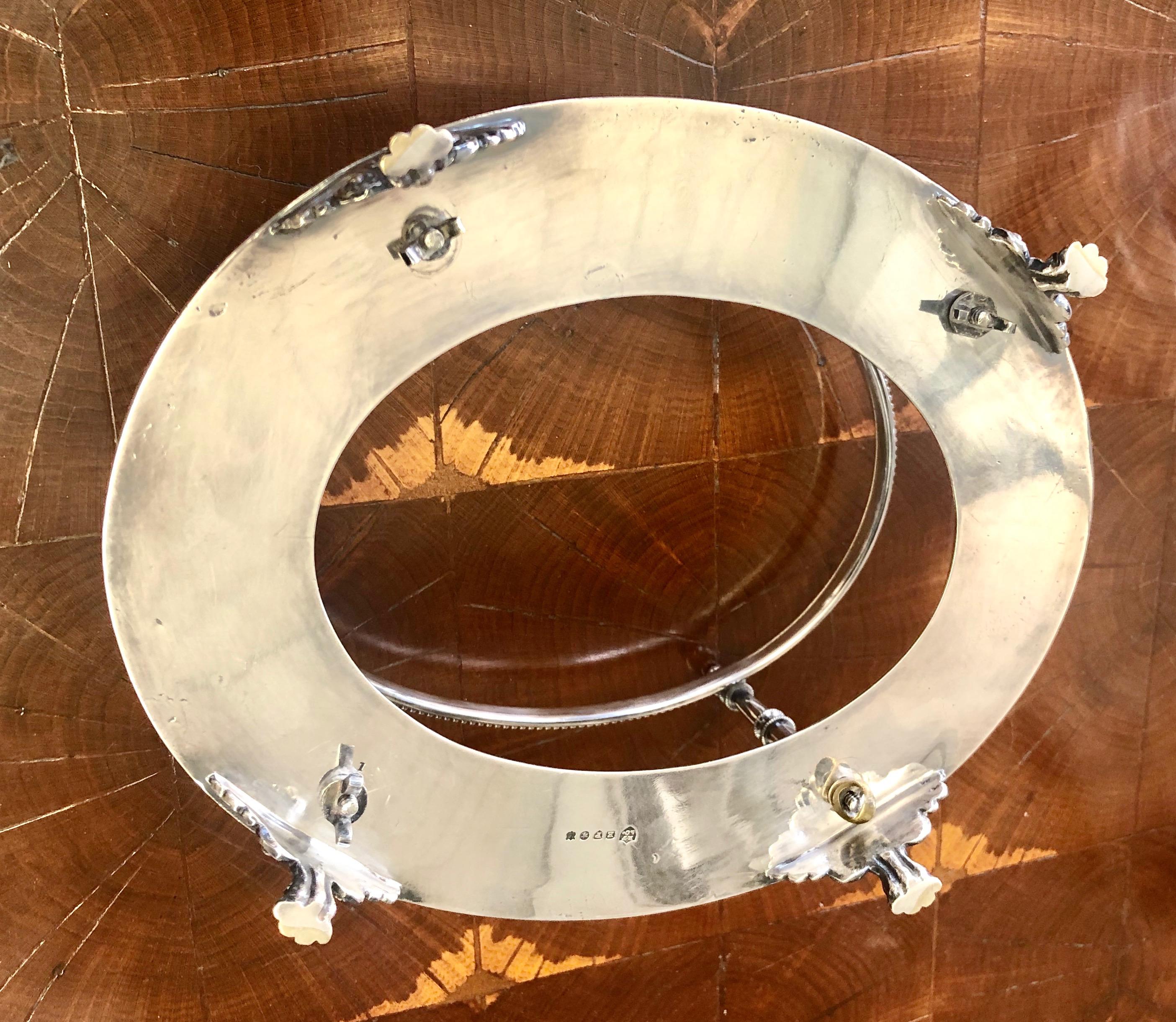 Antique English Sheffield S/P and Hand Cut Crystal Oval Biscuit Box on Stand 8