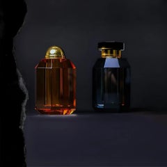 Hand cut Crystal Saltshaker set Ambrosià (2-piece set: clear & amber)