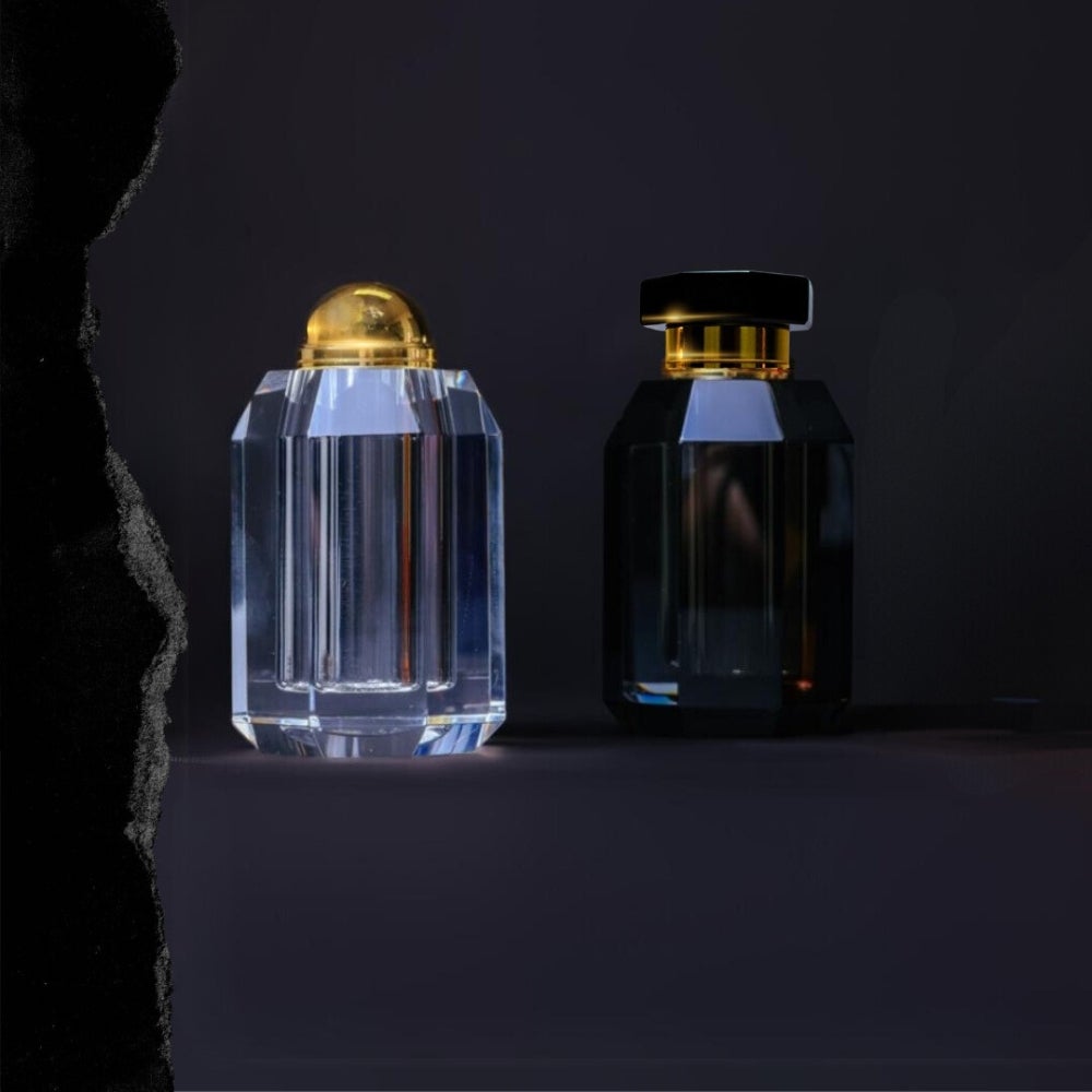 Juego de salero de cristal tallado a mano Ambrosià (juego de 2 piezas: transparente y negro) en venta