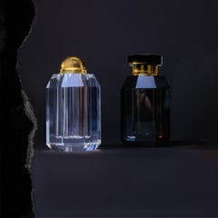 Juego de salero de cristal tallado a mano Ambrosià (juego de 2 piezas: transparente y negro)